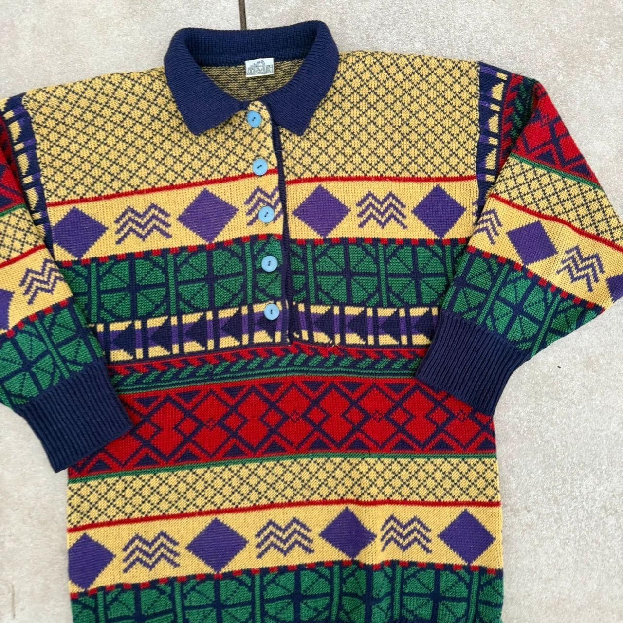 Vintage Vintage 90s Quarter Zip Jumper Made In Italy Wool Printed Size US M / EU 48-50 / 2 - 4 Thumbnail