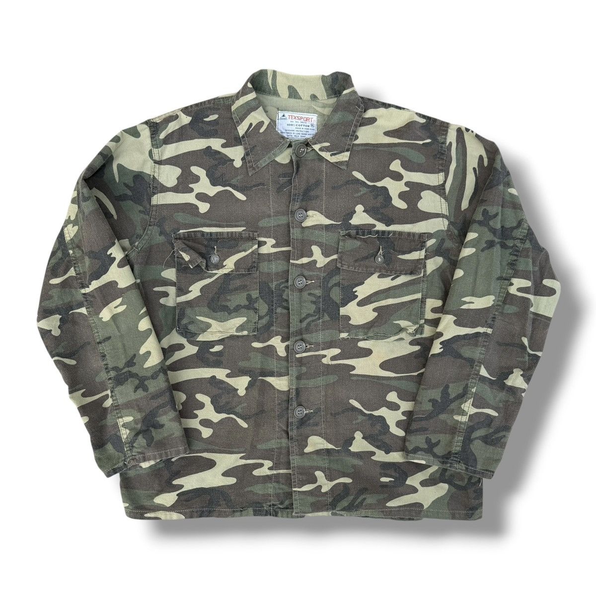 Other Vintage 80s Texsport Hunting Camo Canvas Button Down Shirt Size US XL / EU 56 / 4 - 1 Thumbnail