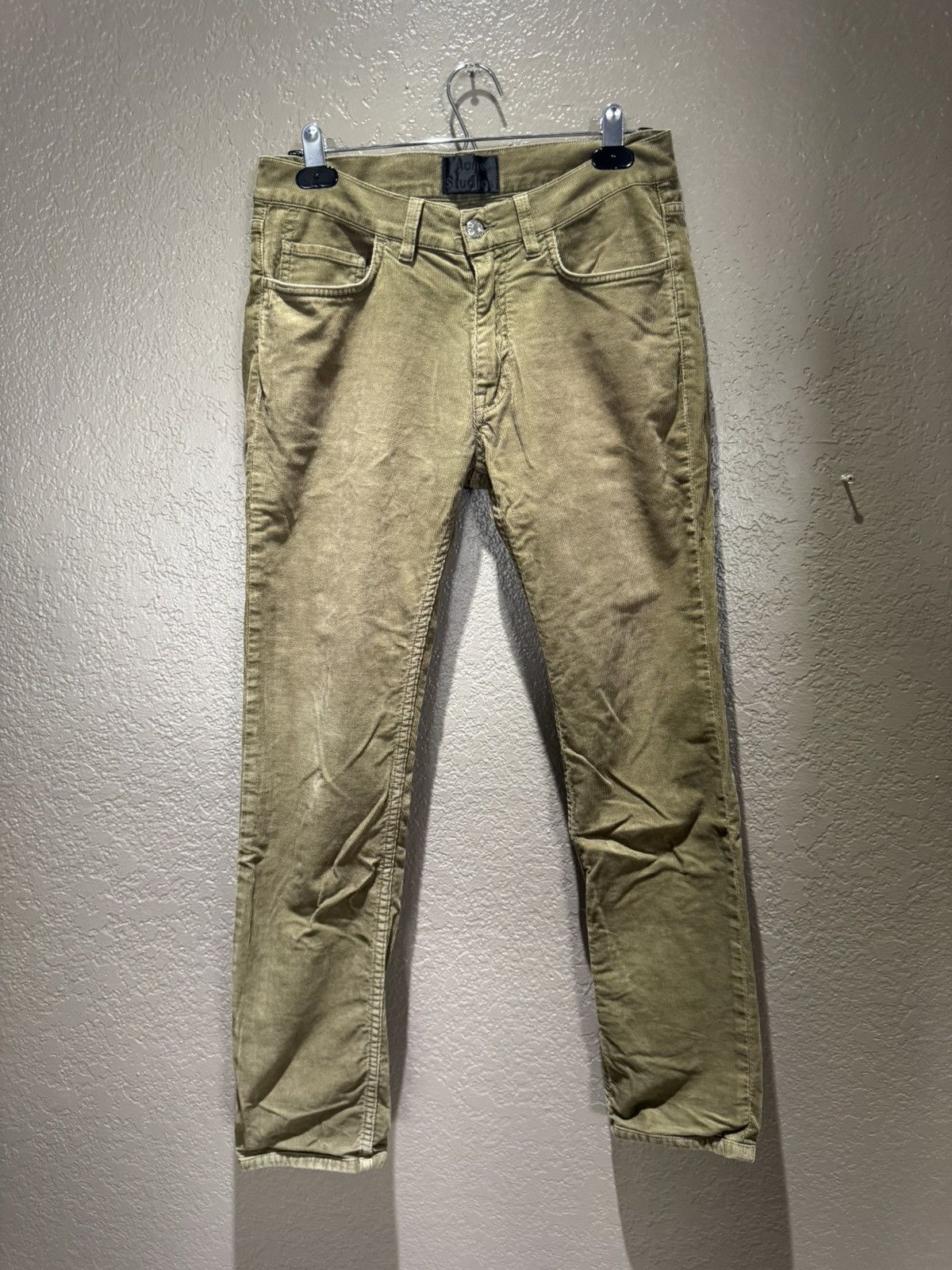 Acne Studios Acne Studios Green Olive Corduroy Pants Fine Soft Faded Slim Size US 30 / EU 46 - 1 Thumbnail