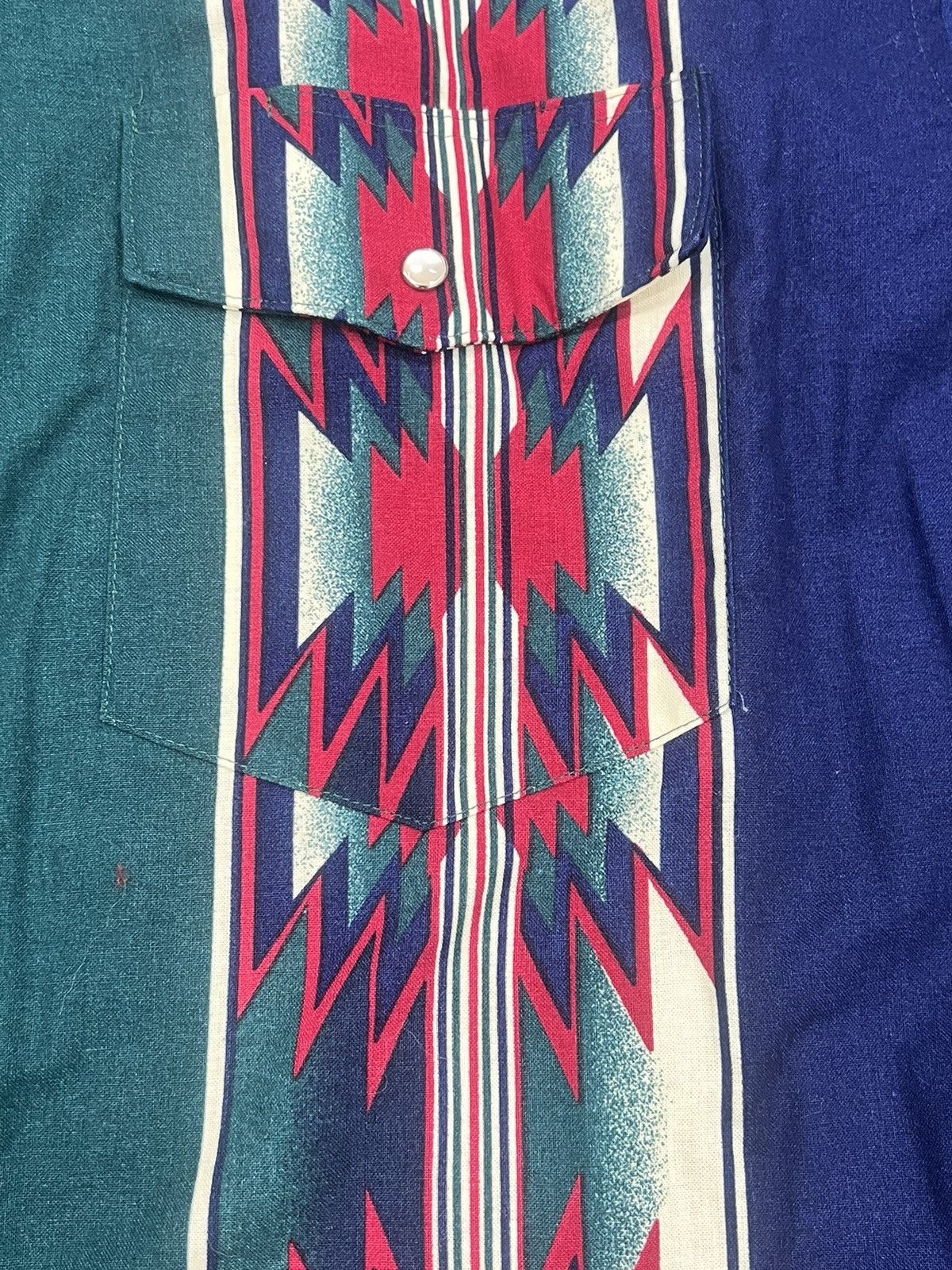 Vintage Vintage 80s Wrangler Aztec Striped Pearl Snap Western Shirt Size US XL / EU 56 / 4 - 2 Thumbnail