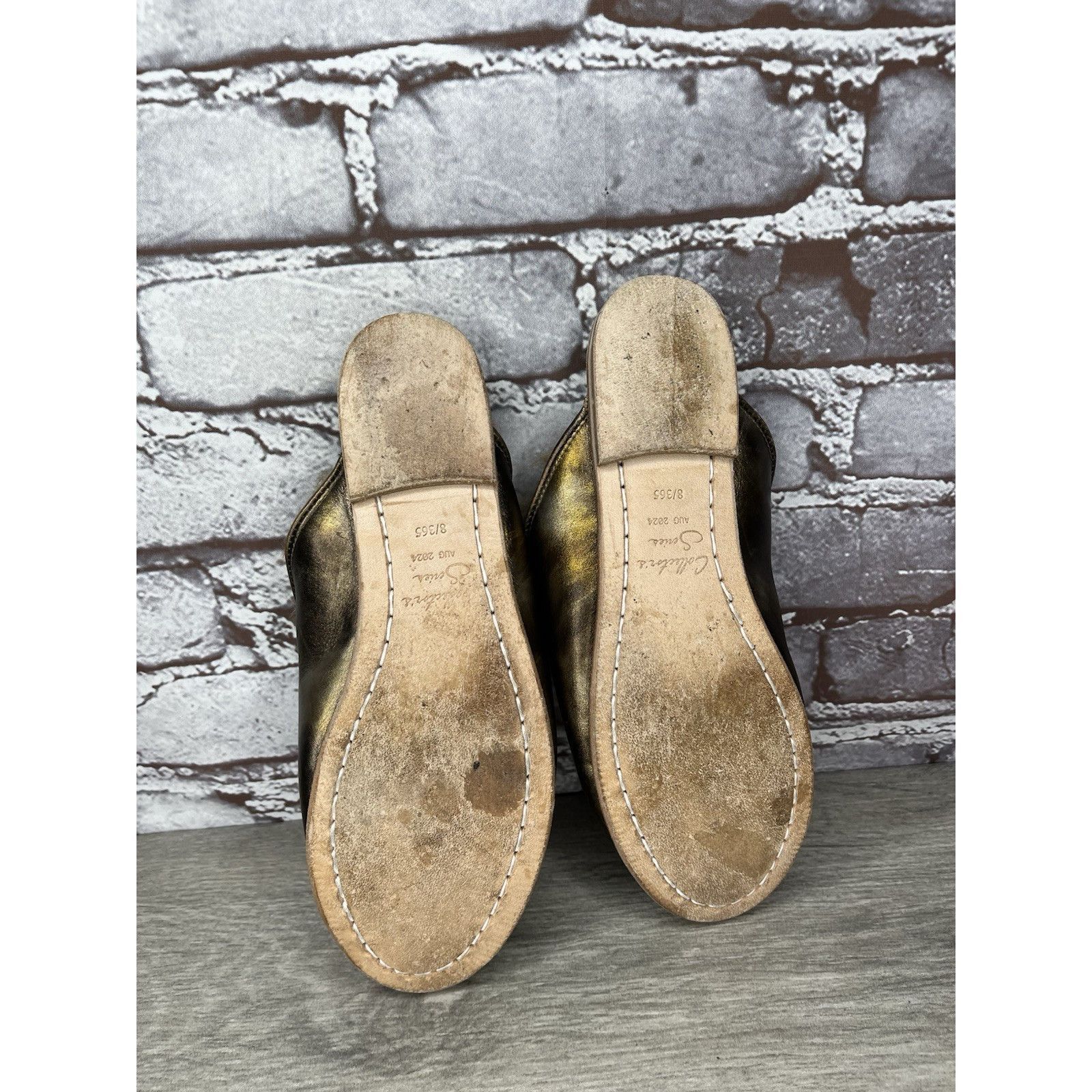 Saba Sabah Baba Big Bend Olive Shearling Bronze Slippers Mules Fl Size US 6 / IT 36 - 18 Thumbnail
