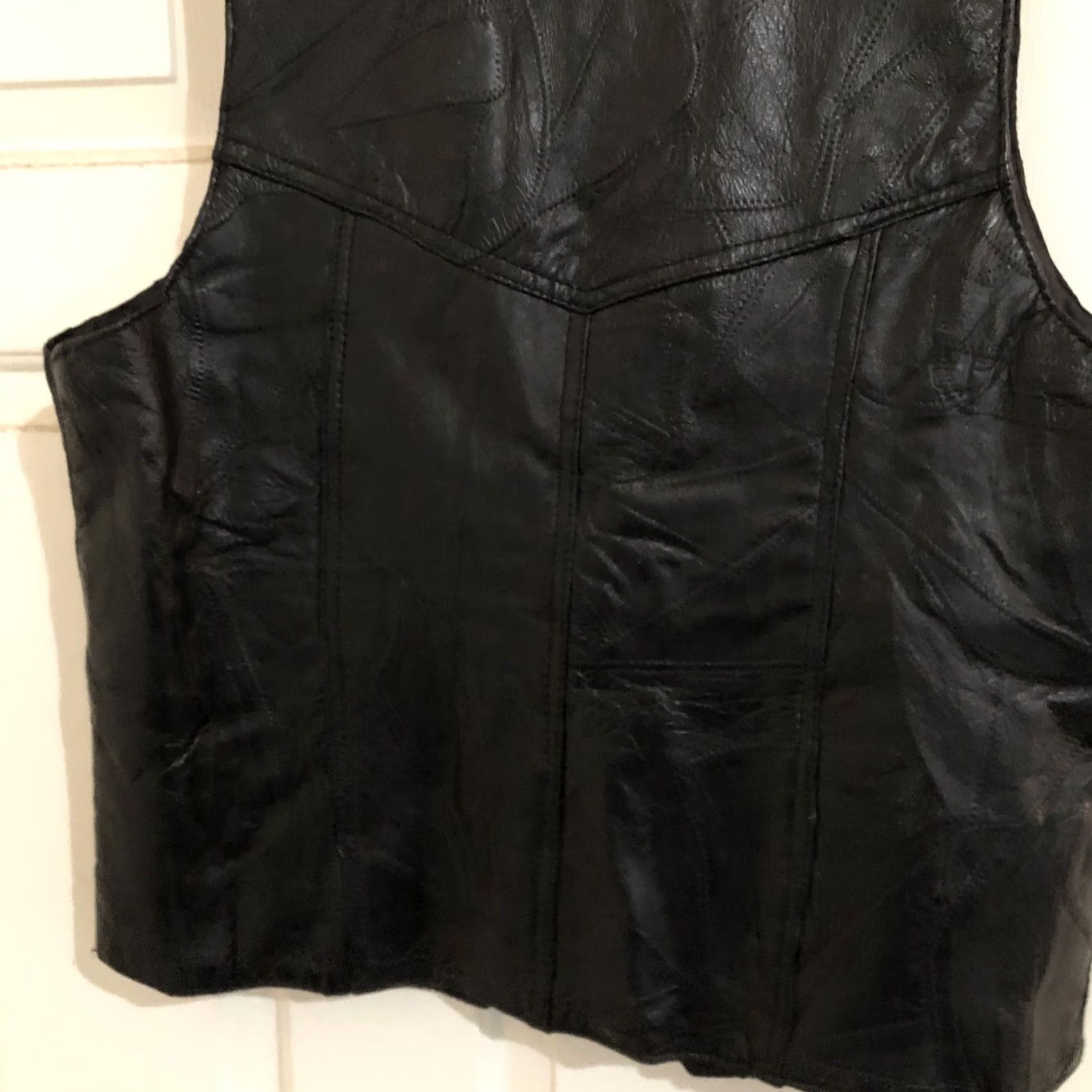 Vintage MENS 2XL MARK ANDRE NEW YORK BLACK ITALIAN LEATHER MOTORCYCLE VEST LINED Size US XXL / EU 58 / 5 - 7 Thumbnail