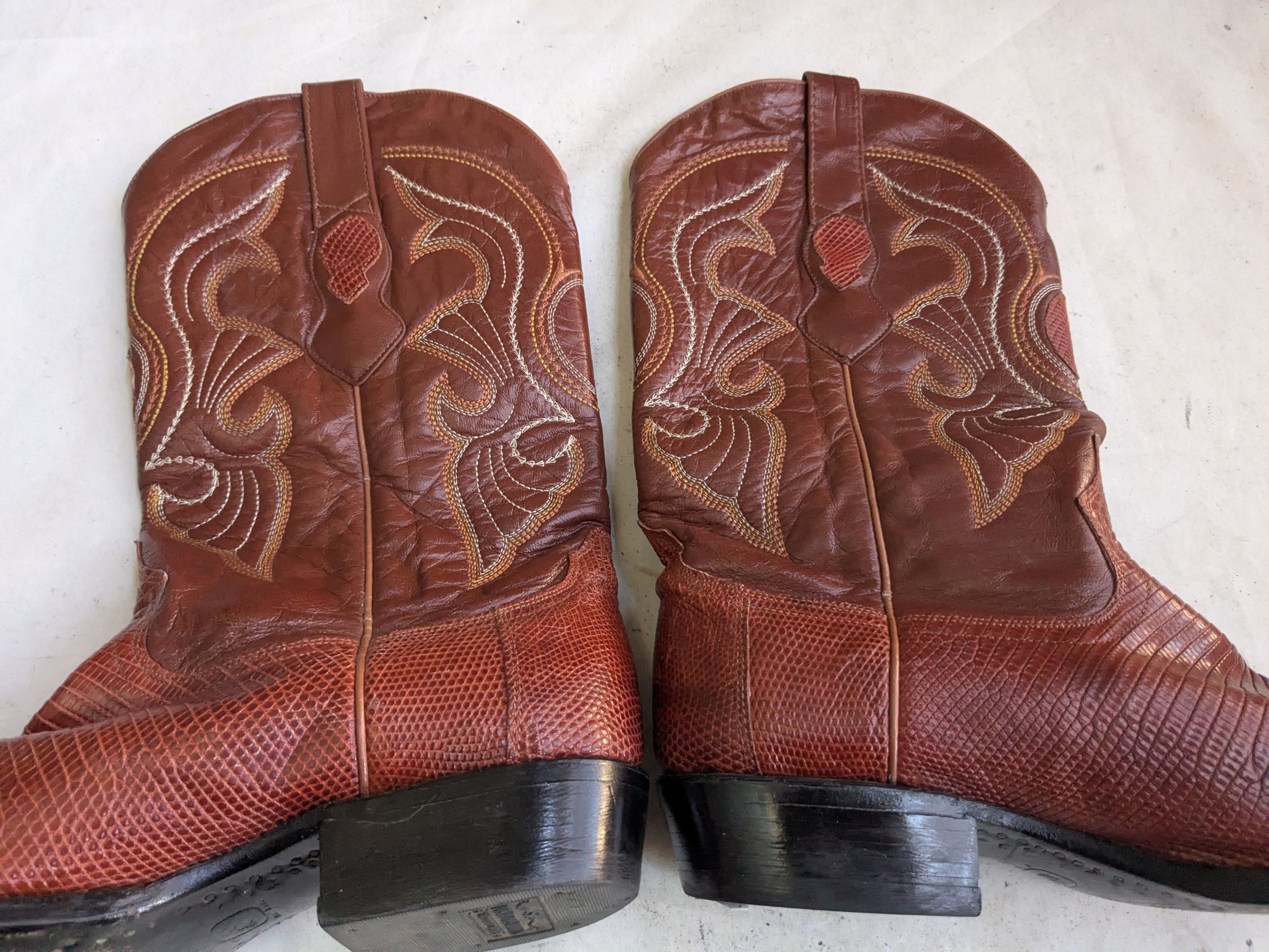 Genuine Leather Lizard Cowboy Boots Brown 11.5 EE Wide Mexico Botas Western Size US 11.5 / EU 44-45 - 11 Thumbnail