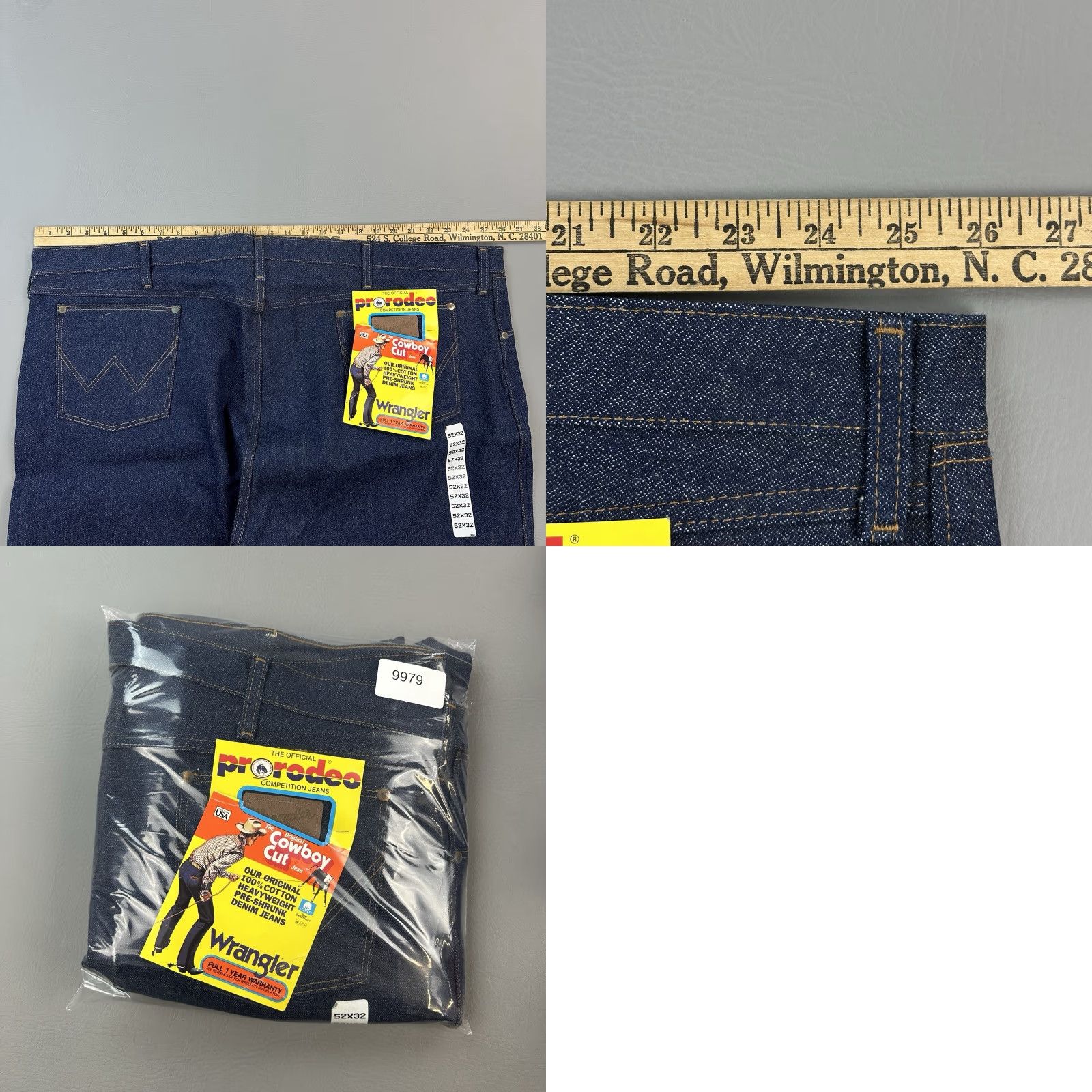 Wrangler VINTAGE Wrangler Jeans Mens 52x32 Dark Wash Cowboy Cut Deadstock 13MWZ USA Made Denim Jeans 5-Pocket Mens Cowboy USA Size US 36 / EU 52 - 9 Thumbnail