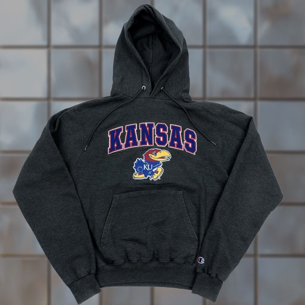 Champion Champion Kansas Jayhawks Hoodie Men's S Dark Gray Pullover Sweatshirt NCAA Size US S / EU 44-46 / 1 - 1 Thumbnail