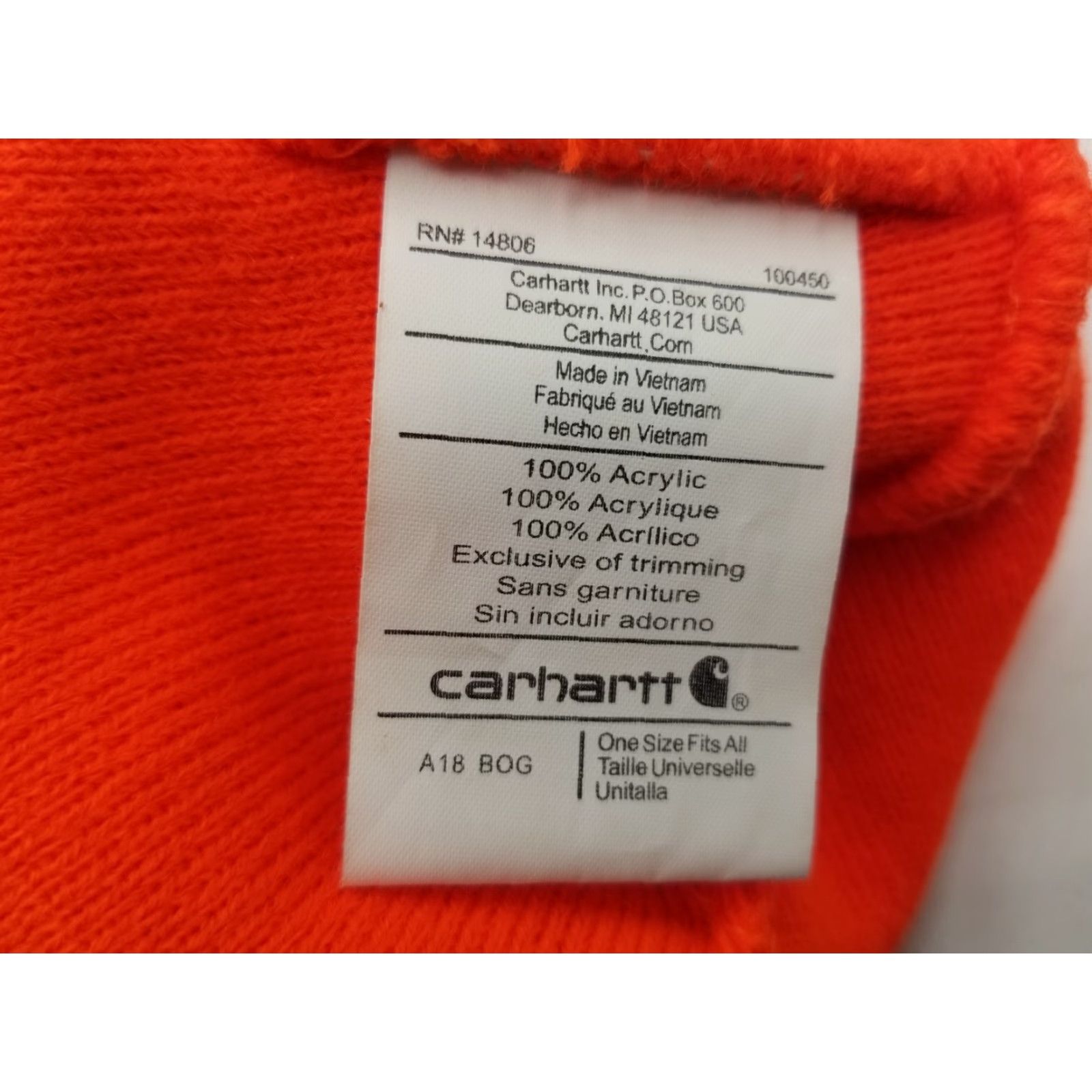 Carhartt Carhartt Beanie Cuffed Logo One Size Orange 100% Acrylic Winter Head Cap Work Men L Orange Beanie Matted? Size ONE SIZE - 4 Thumbnail