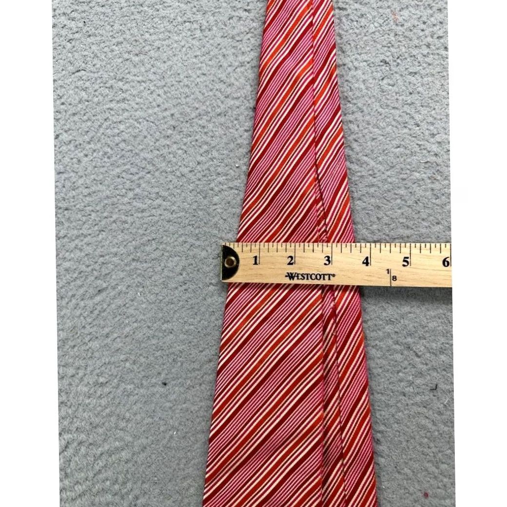 Vintage Thomas Pink Tie Mens One Size Pink Red Striped Suit Office Casual Necktie Size 44L - 6 Thumbnail