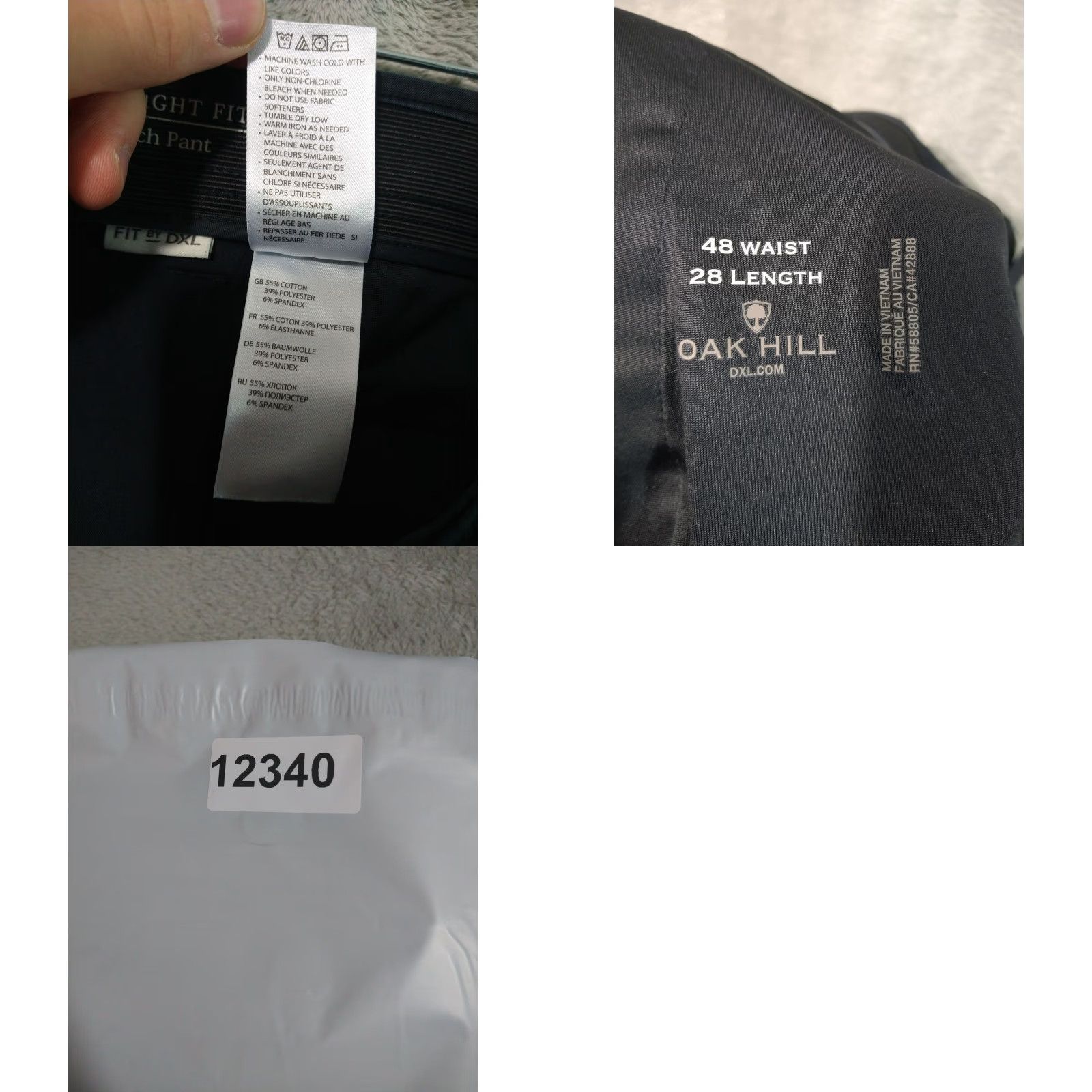 Vintage Oak Hill Pants Mens 48x28 Blue Chino Tech Straight Fit Flat Front High Rise Size US 32 / EU 48 - 8 Thumbnail