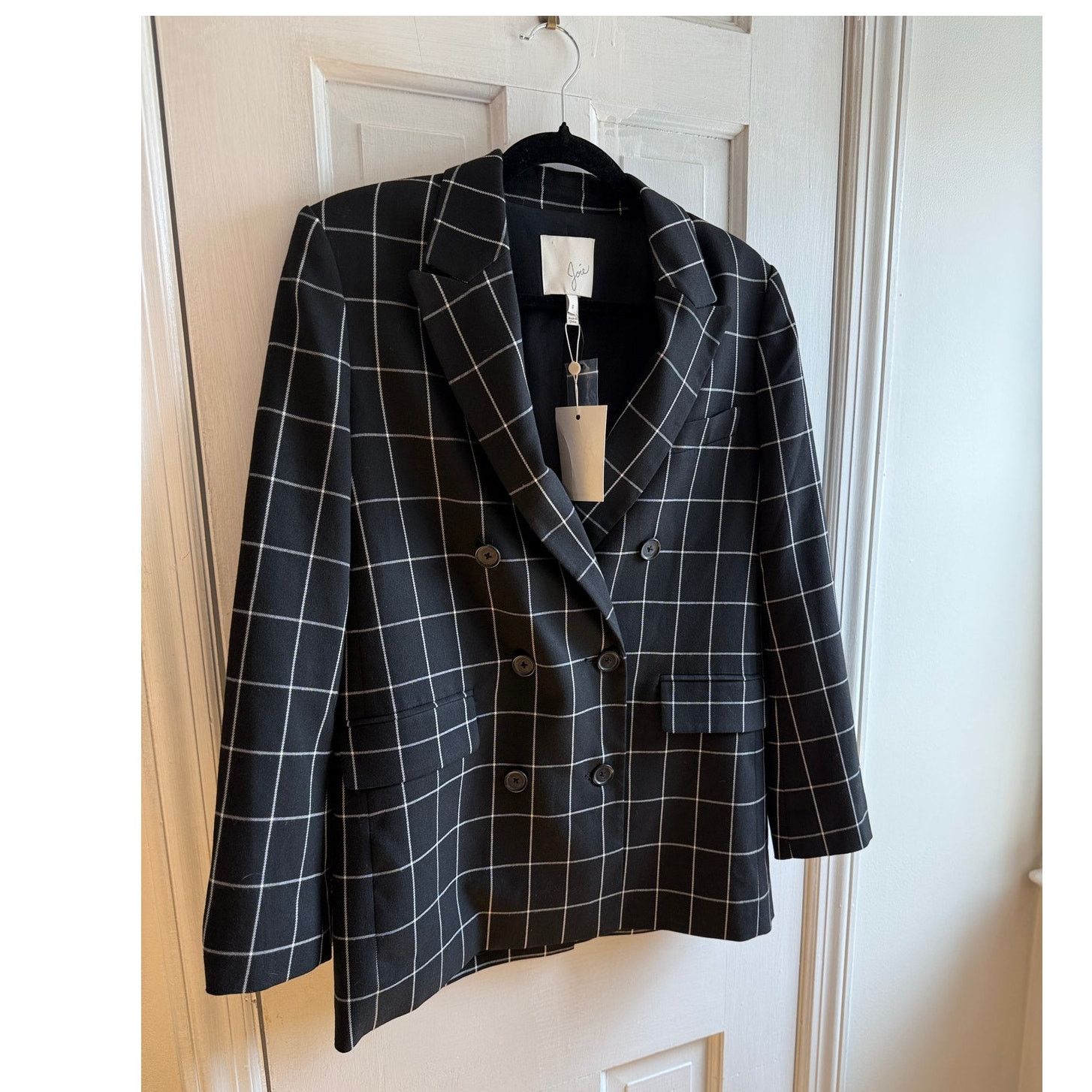 Joie NWT Joie Harlene Windowpane Blazer -Black/White -Size 0 Size XS / US 0-2 / IT 36-38 - 1 Thumbnail