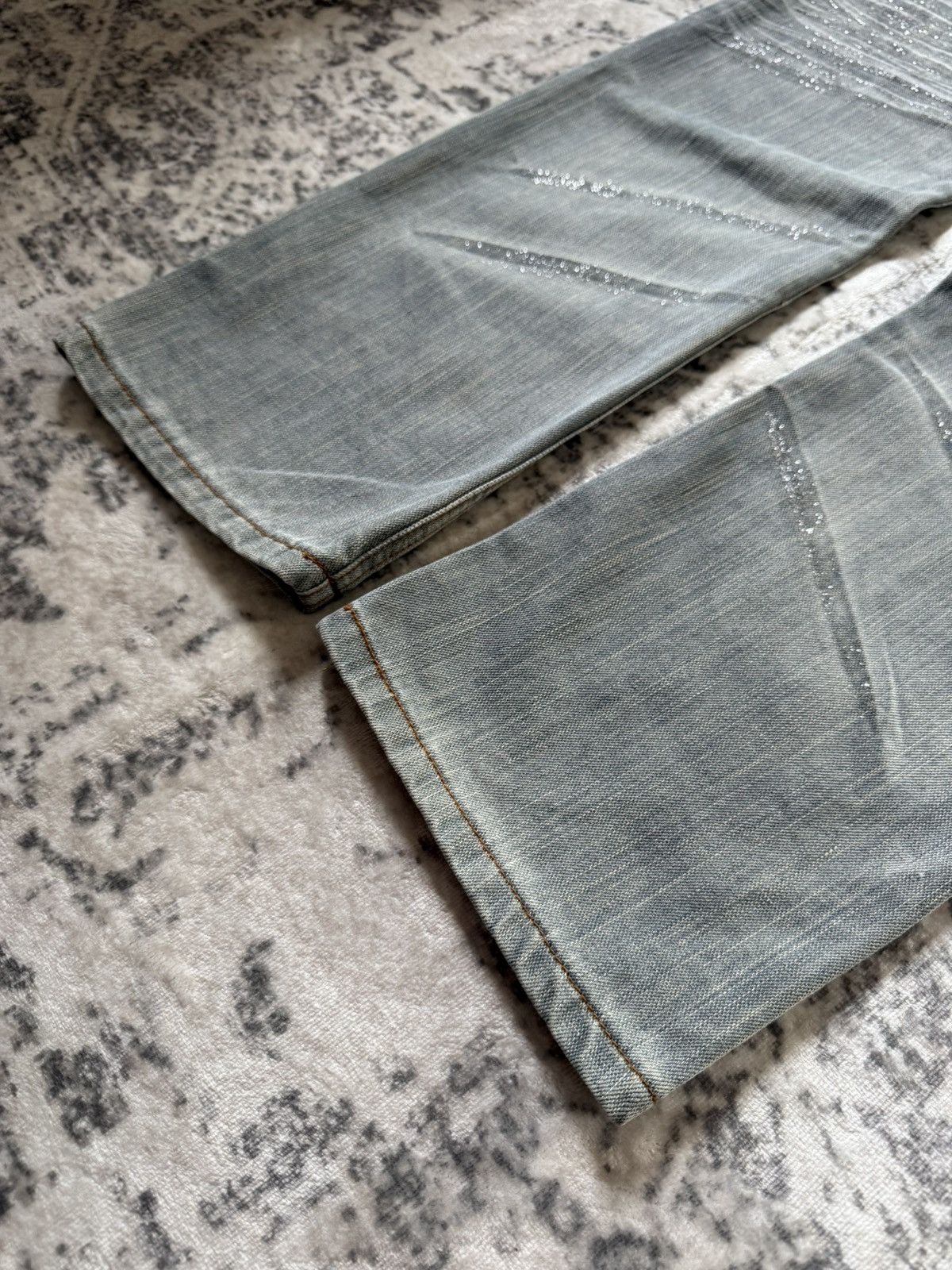 GOSTAR DE FUGA × Japanese Brand × Vintage Jue Dini Japan Smokey Gray Whisker & Claw Mark Glitter Jeans Size US 30 / EU 46 - 17 Thumbnail