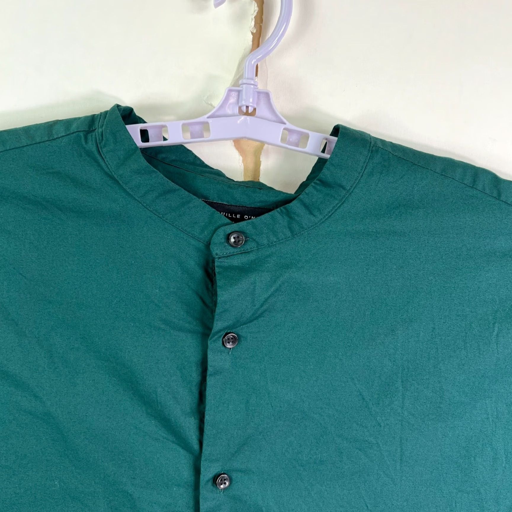Vintage Shaquille O'Neal Mens Button-Up Shirt Long Sleeve Green 3XL Band Collar Cotton Blend Solid 3XL Mens Dress Shirt Size 48R - 4 Thumbnail