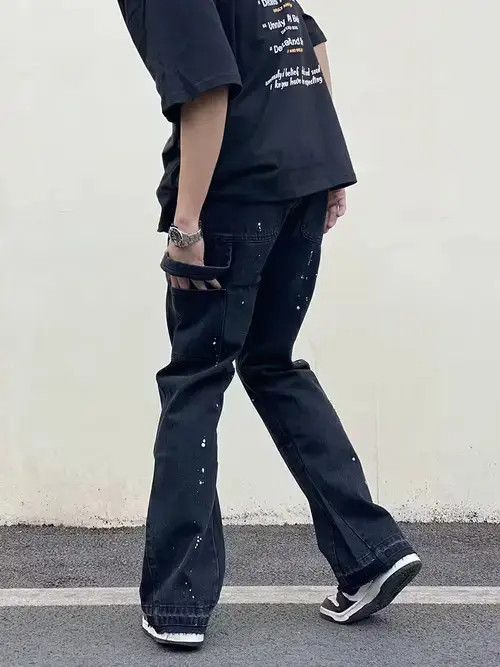 Designer retro work paint damaged vintage flares cargo pants Size US 32 / EU 48 - 3 Thumbnail