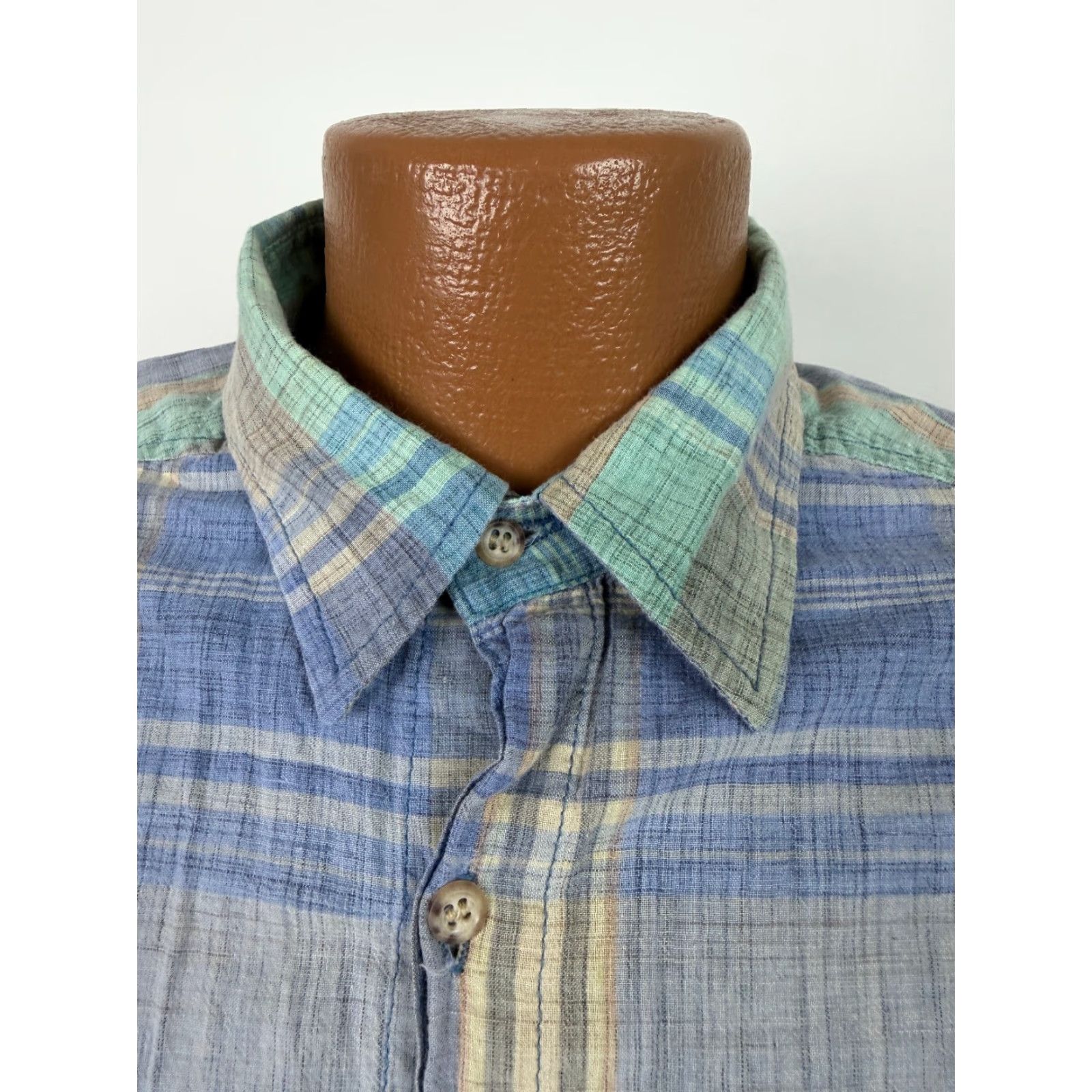 Guess VINTAGE GUESS Button-Up Shirt Men Large Blue Plaid Cotton 80s 90s Casual Work USA Size US L / EU 52-54 / 3 - 3 Thumbnail