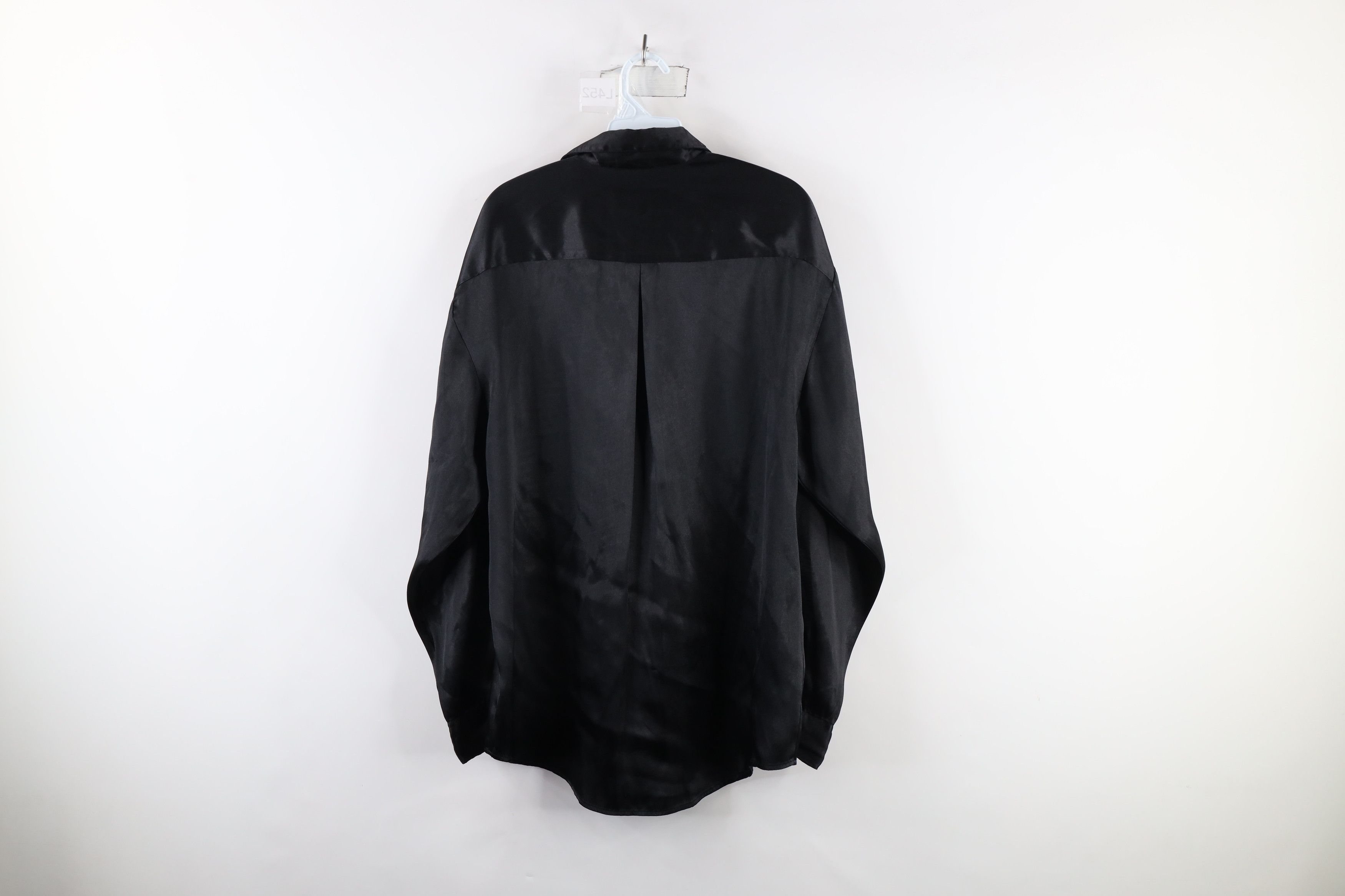 Vintage Vintage 90s Streetwear Polyester Collared Button Shirt Black Size US M / EU 48-50 / 2 - 11 Thumbnail