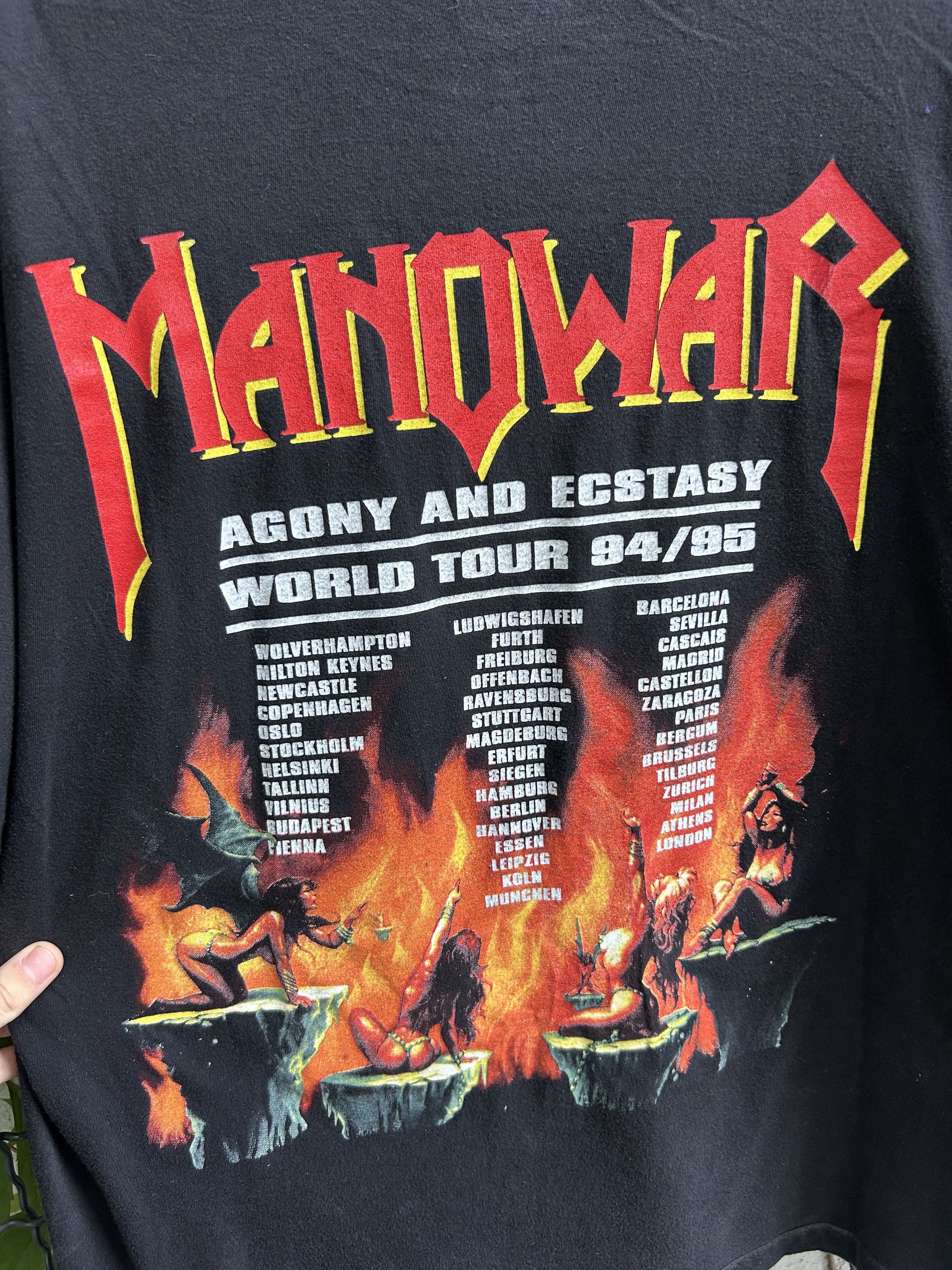 Band Tees Vintage 1994/1995 Manowar Rock Band 90s T-shirt Size US XL / EU 56 / 4 - 10 Thumbnail