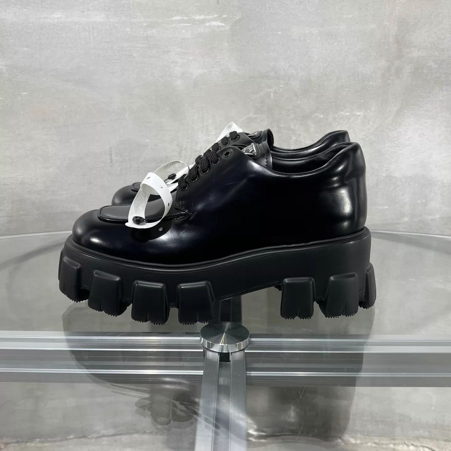 Prada Prada Triangle Logo Platform Loafer Black EUR 37 Size US 6.5 / IT 36.5 - 3 Thumbnail
