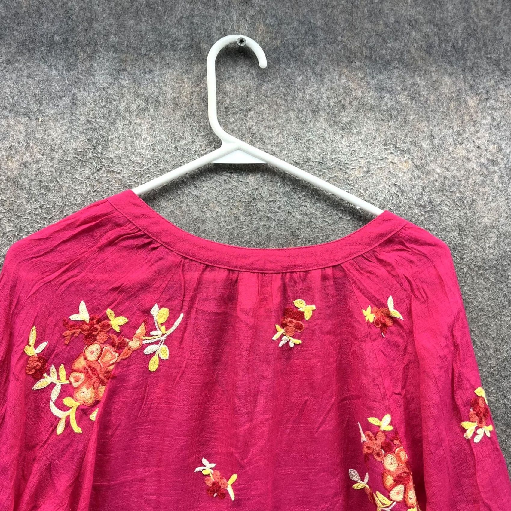 Anthropologie Fig And Flower Shirt Womens Large Pink Anthropologie Floral Ruffle Sleeve Tunic Size L / US 10 / IT 46 - 3 Thumbnail