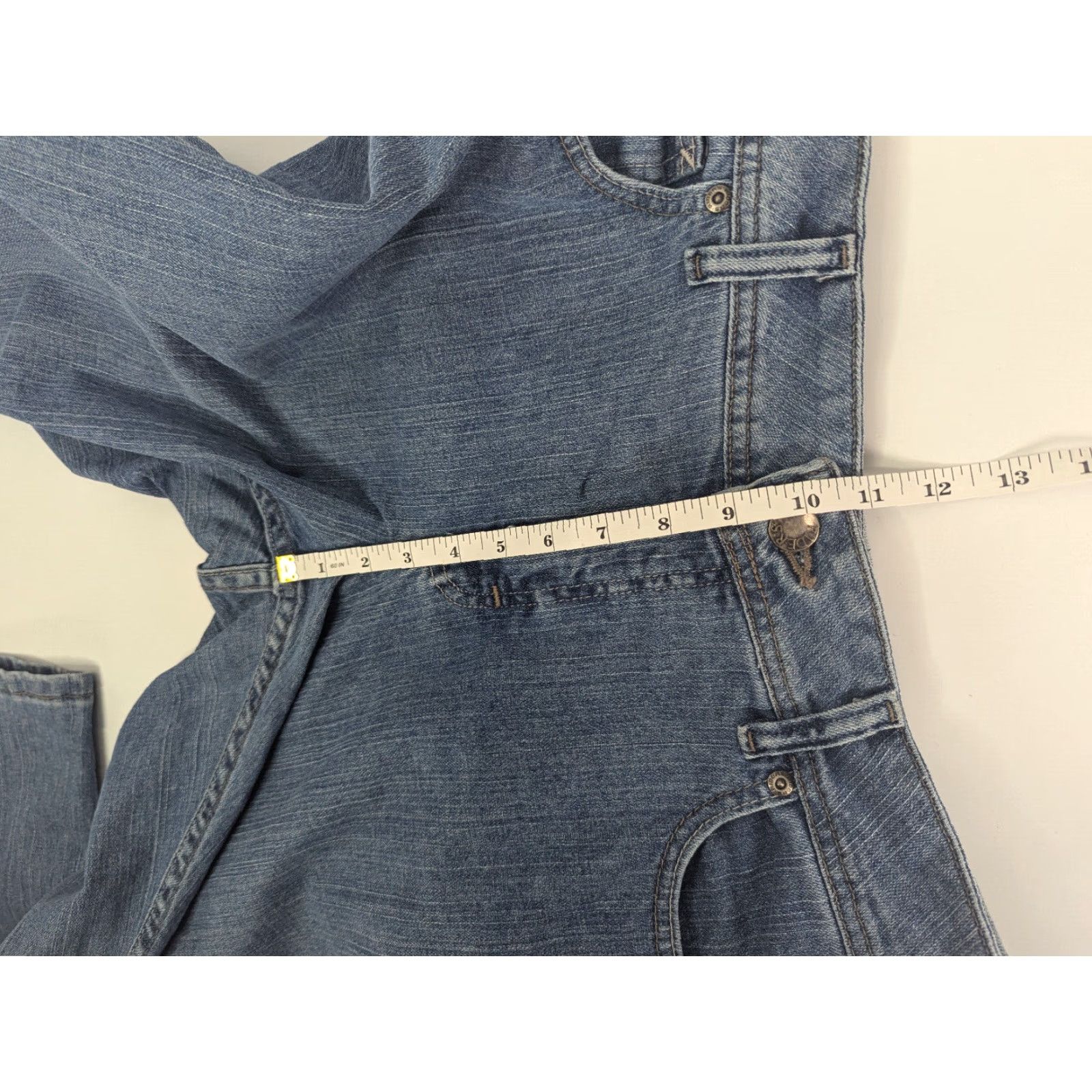Vintage Lee Jeans Raiders Straight Leg Womens Size 14P Petites Denim Blue 130G188 Cotton Blend 99% Cotton 1% Spandex Size 36" / US 14 / IT 50 - 7 Thumbnail