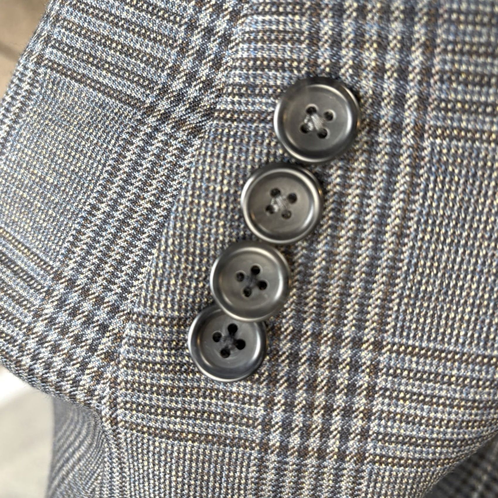 Pronto Uomo Pronto Uomo Blazer Jacket Mens 46L Long Charcoal Glen Check Wool Geometric Mens Size 46R - 3 Thumbnail