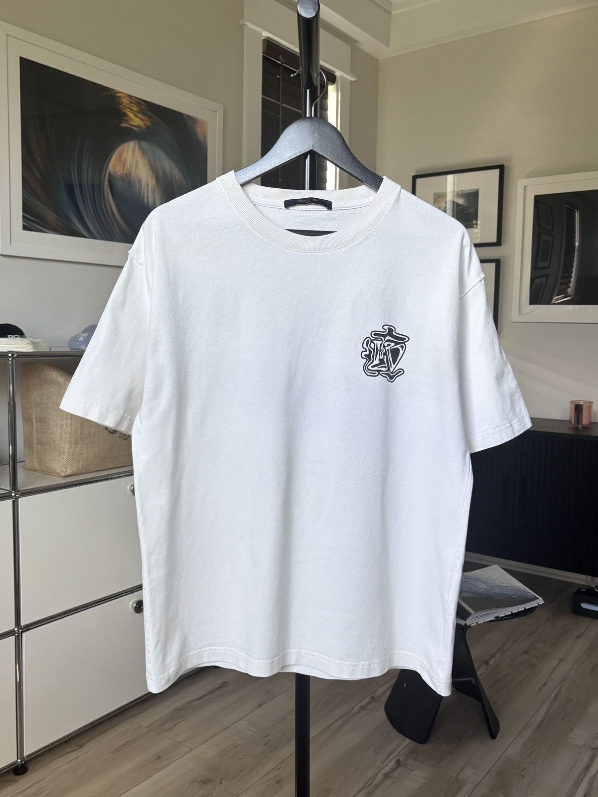 Louis Vuitton VIRGIL ABLOH - SMOKE WAVE LOGO TEE WHITE Size US L / EU 52-54 / 3 - 3 Thumbnail