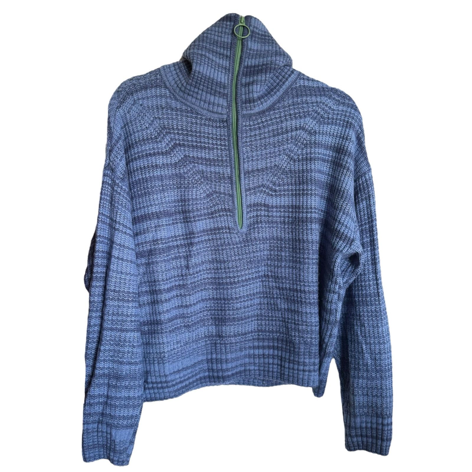 Other Aerie Womens Sweater Sz S Blue Funnel Neck Quarter Zip Green Size S / US 4 / IT 40 - 4 Thumbnail