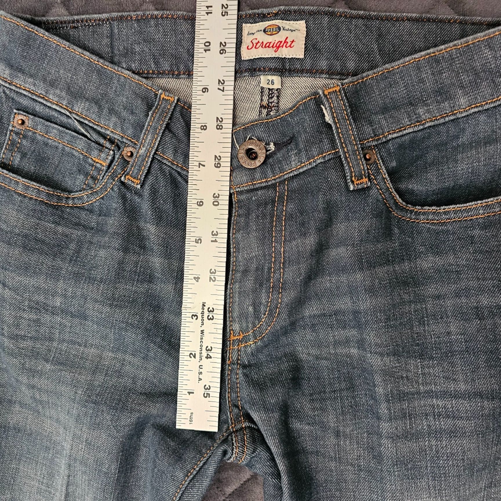 Fossil VINTAGE Fossil Straight Leg Mid Rise Dark Wash Denim Jeans Women's Size 26 Blue Size 26" / US 2 / IT 38 - 6 Thumbnail