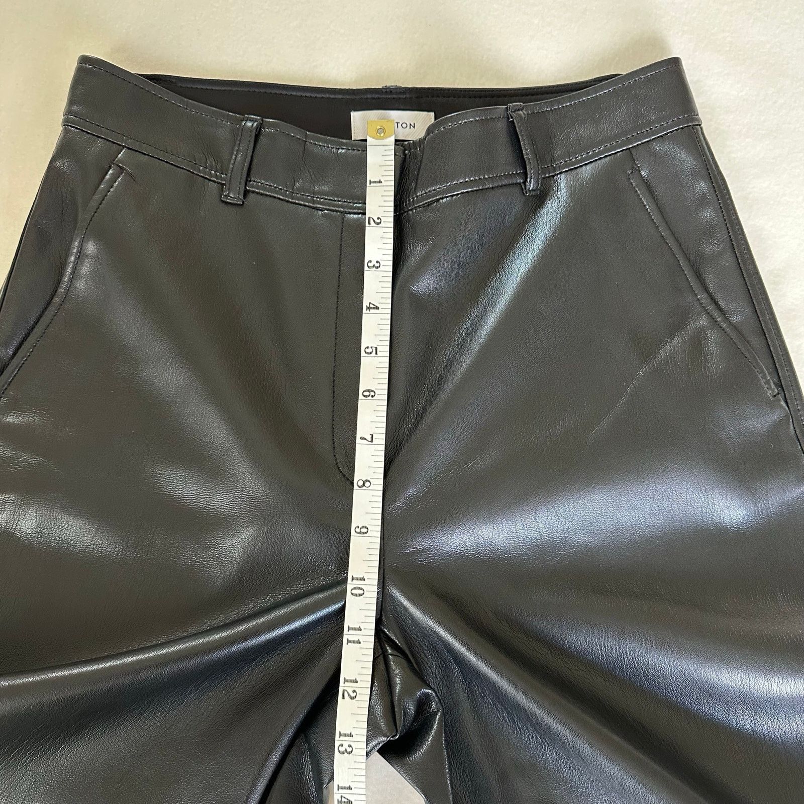 Aritzia Babaton Vegan Leather Command Cropped Pants Black Size 10 Size 32" / US 10 / IT 46 - 5 Thumbnail