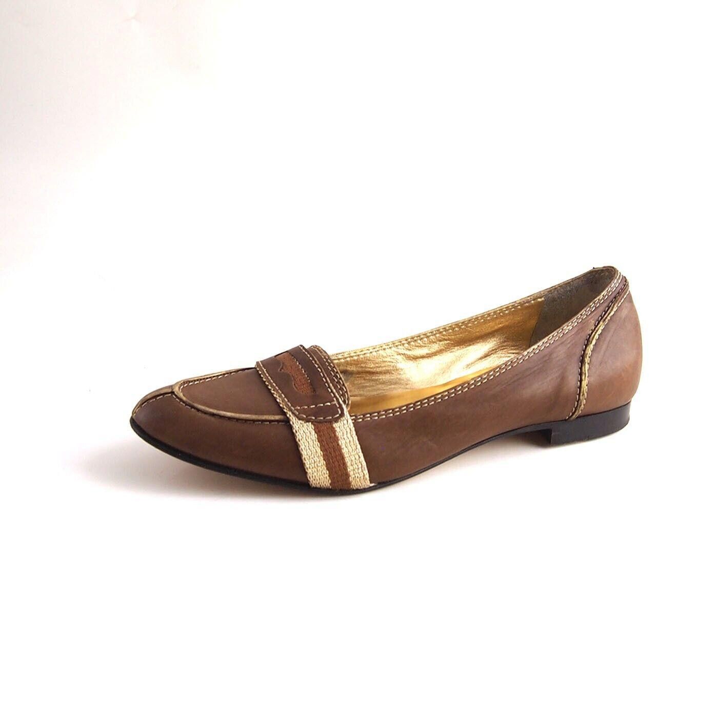 Designer Mauro Volponi Penny Loafers Brown Leather EU 37 US 7 Size US 7 / IT 37 - 2 Thumbnail