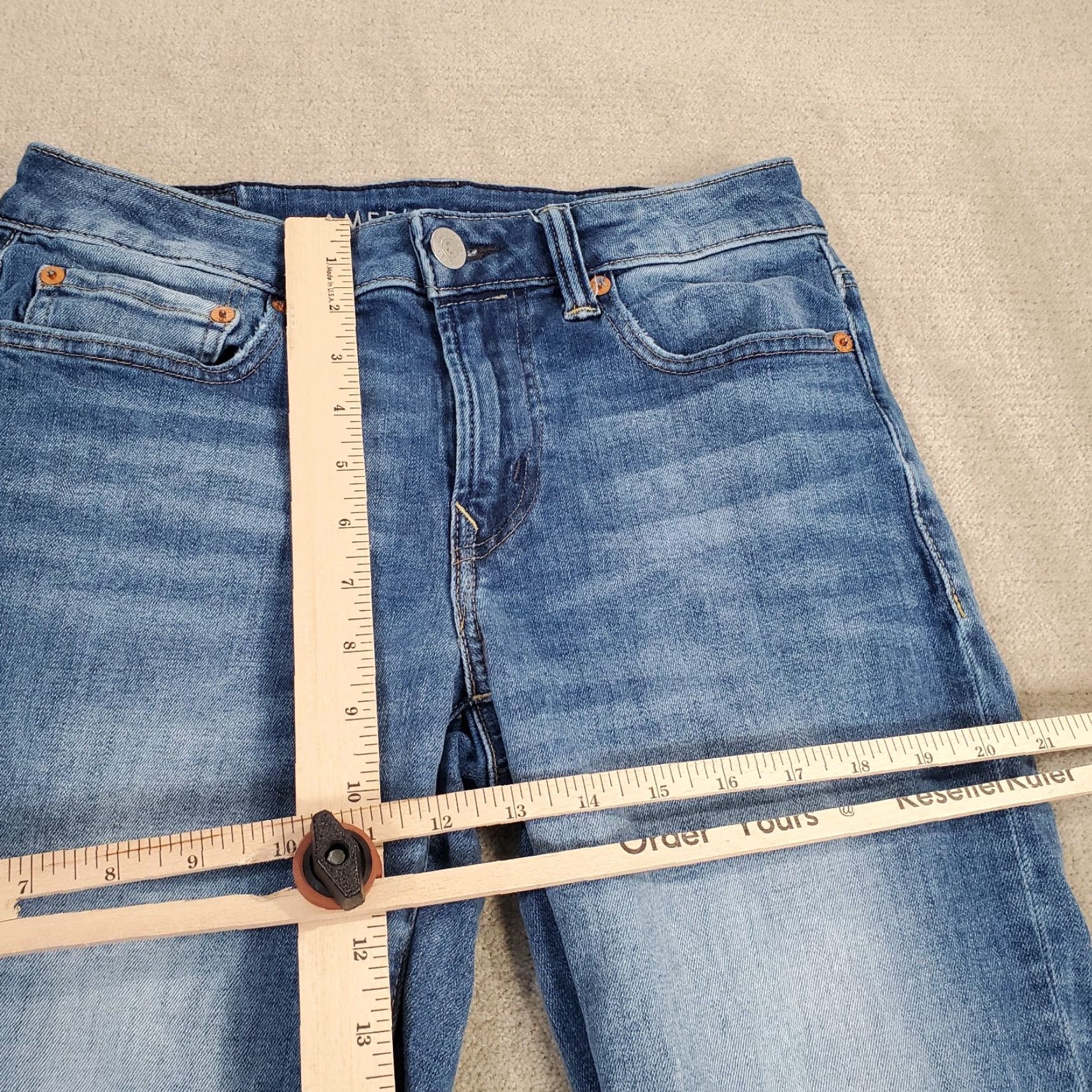 American Eagle Outfitters American Eagle Jeans Mens 28x30 Blue Original Straight Faded Medium Wash Denim Size US 28 / EU 44 - 4 Thumbnail