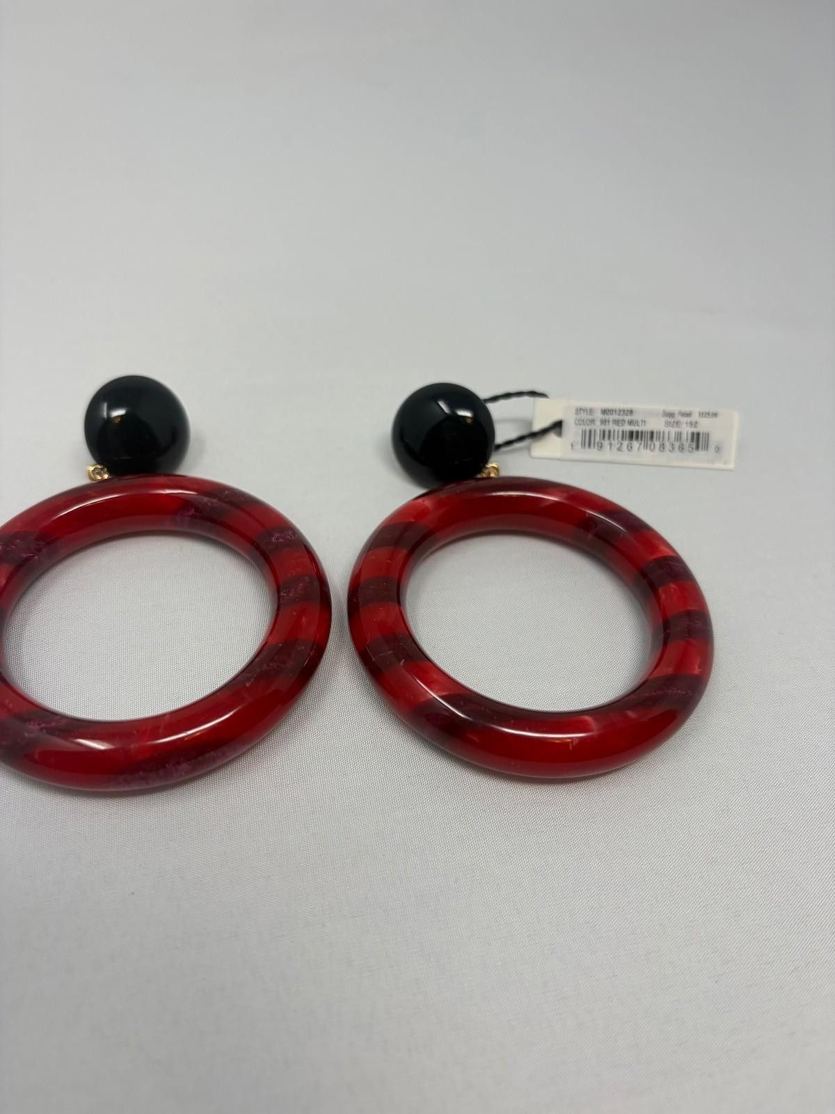Marc Jacobs Marc Jacobs Red Multi Resin Hoop Earrings – Omega Back – NWT Size ONE SIZE - 4 Thumbnail