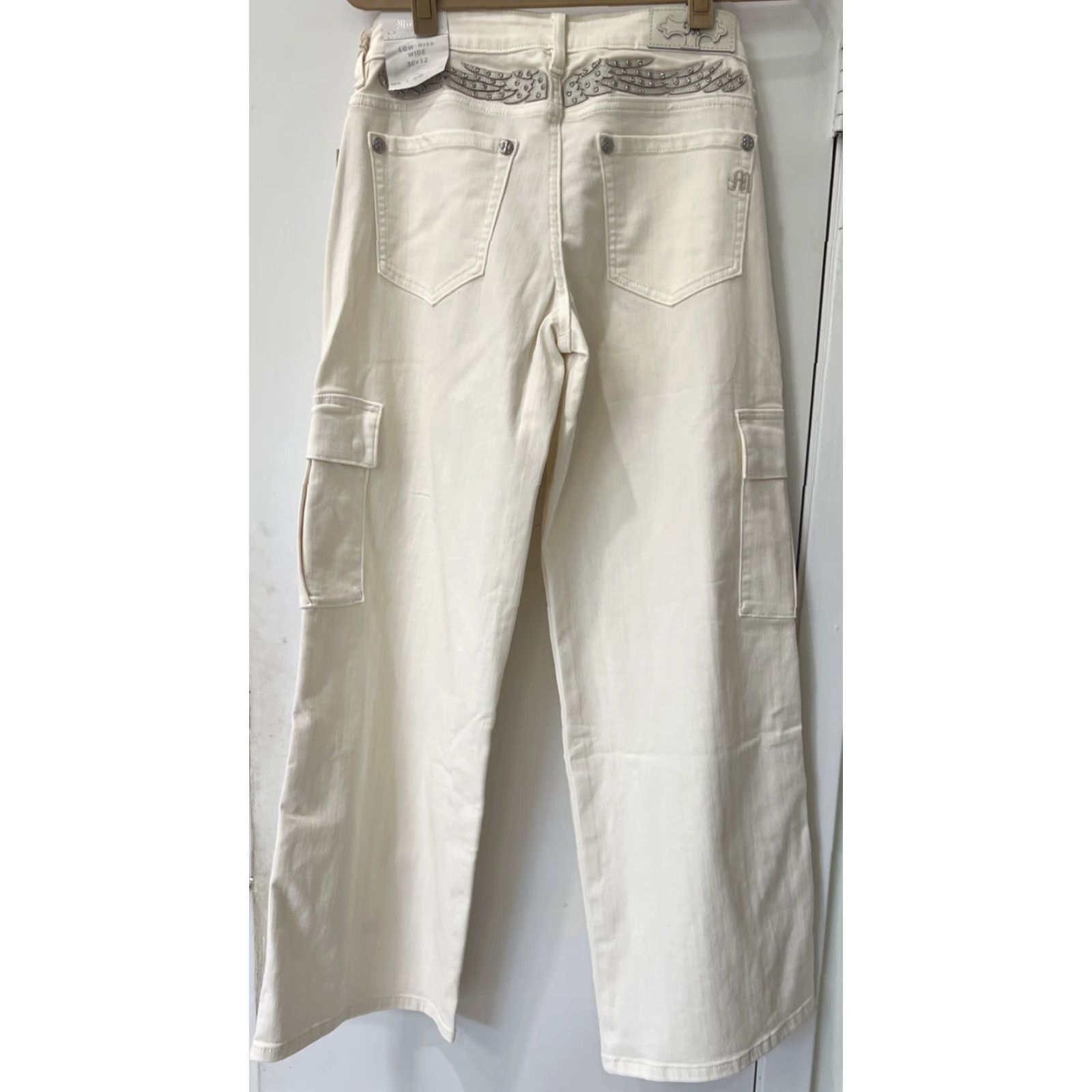 Miss Me Miss Me Jeans Wide-Leg White 30x32 Slim Fit Slimming Regular Women Pants Size 30" / US 8 / IT 44 - 2 Thumbnail