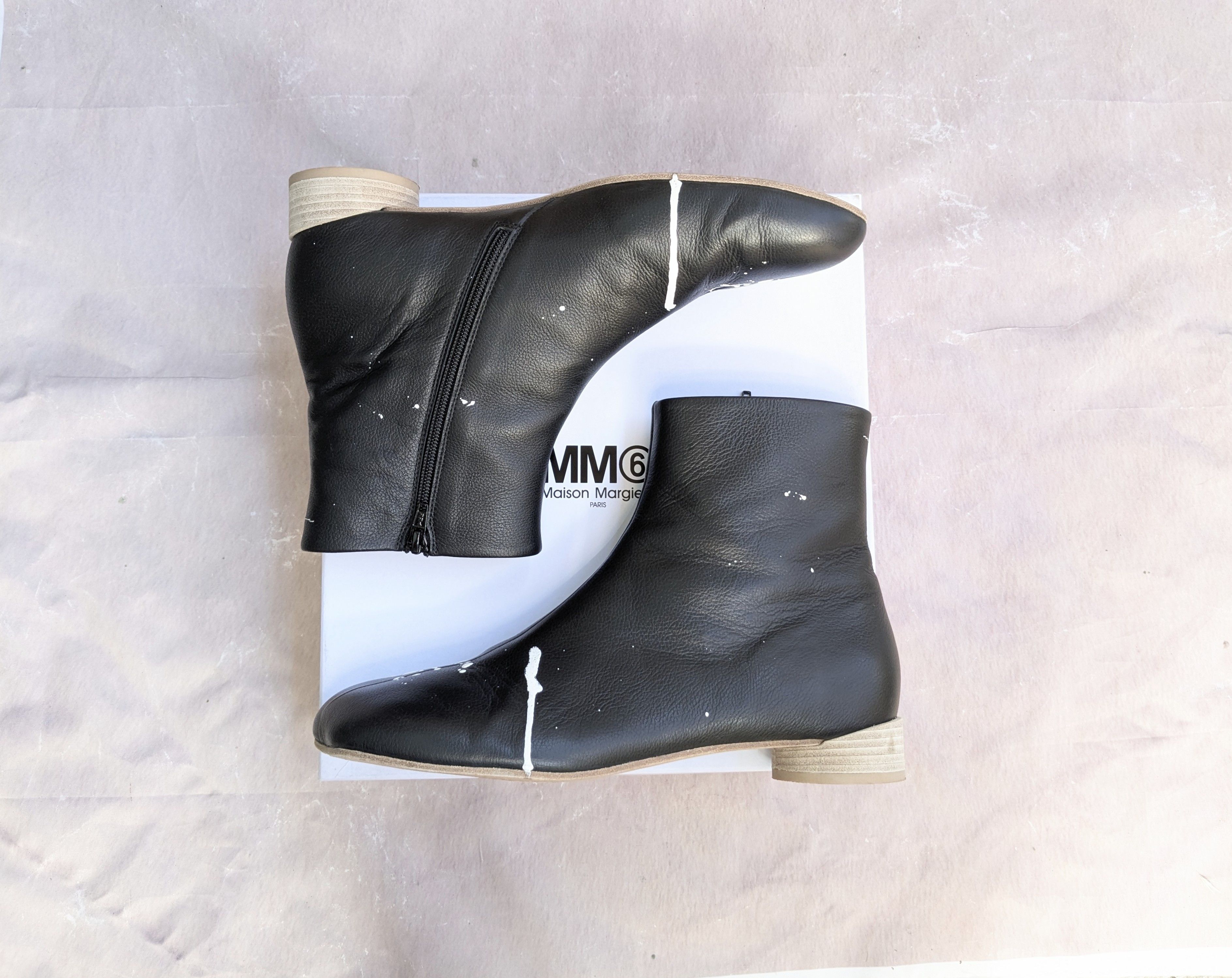 Maison Margiela Maison Margiela Side Zip Boots Paint Splatter Black 11 44 Size US 11 / EU 44 - 1 Thumbnail