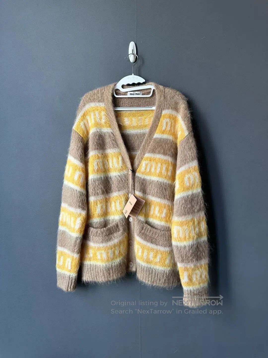 Miu Miu Miu Miu Yellow Mohair Cardigan| Size XS / US 0-2 / IT 36-38 - 1 Thumbnail