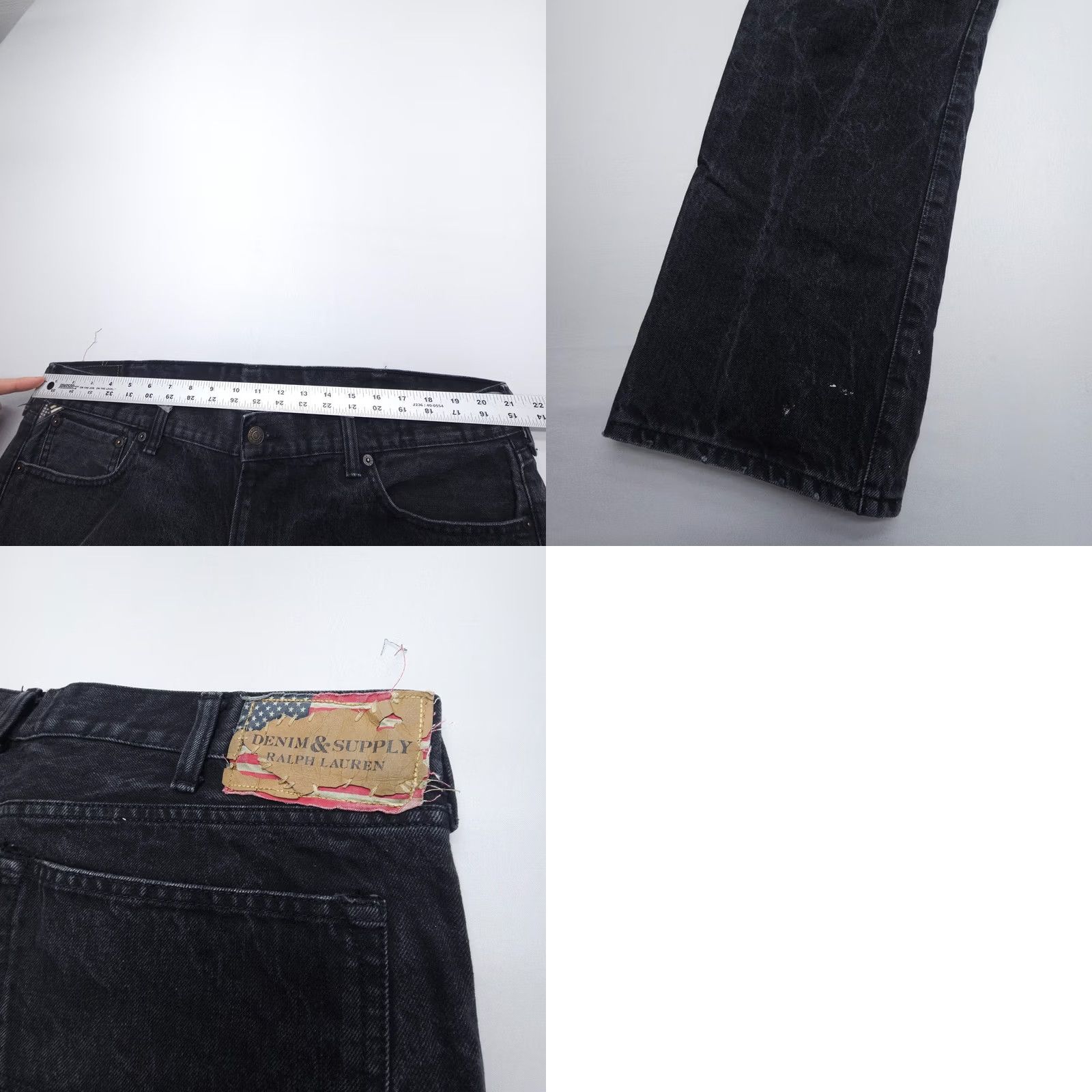Vintage Denim & Supply Ralph Lauren Mens Jeans Black Slim Fit 42 x 30 USA Flag Cotton Rigid Size US 42 / EU 58 - 9 Thumbnail