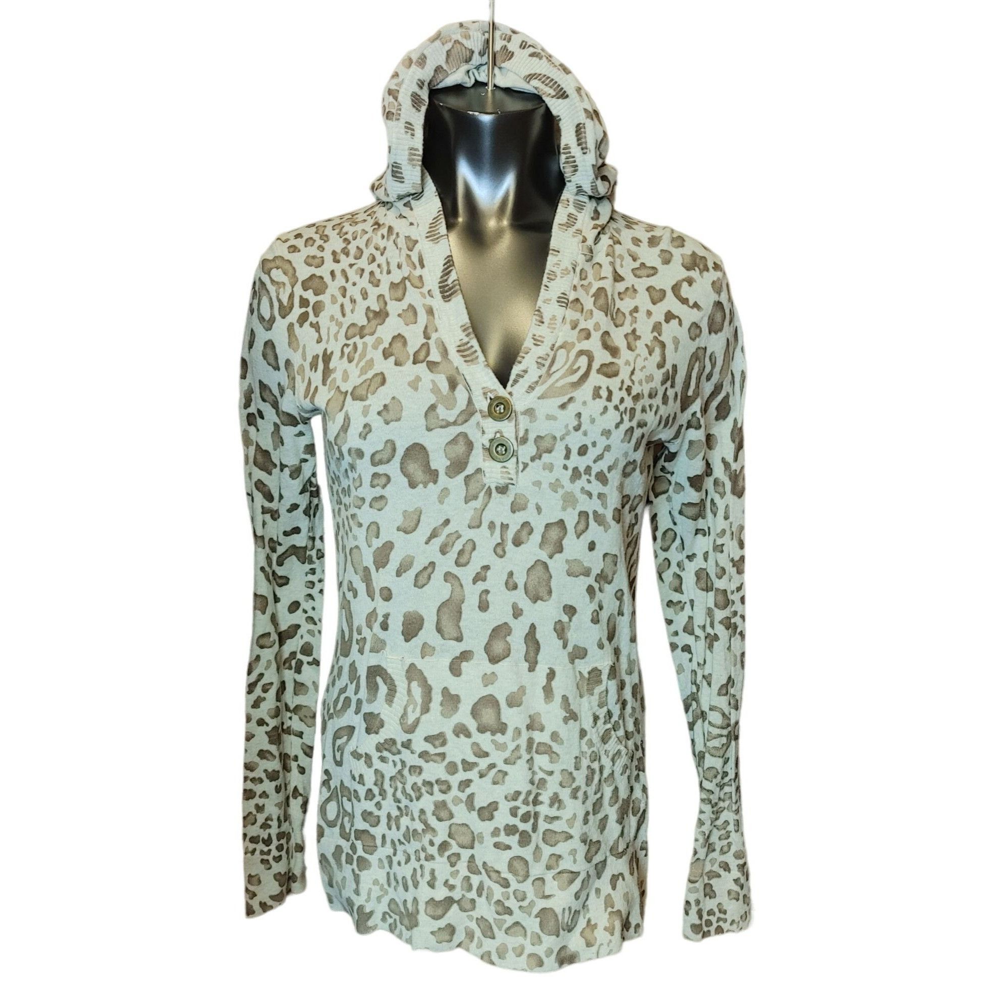 Other STYLE & CO Womens M Brown White Animal Print Hooded V-Neck L Size M / US 6-8 / IT 42-44 - 1 Thumbnail