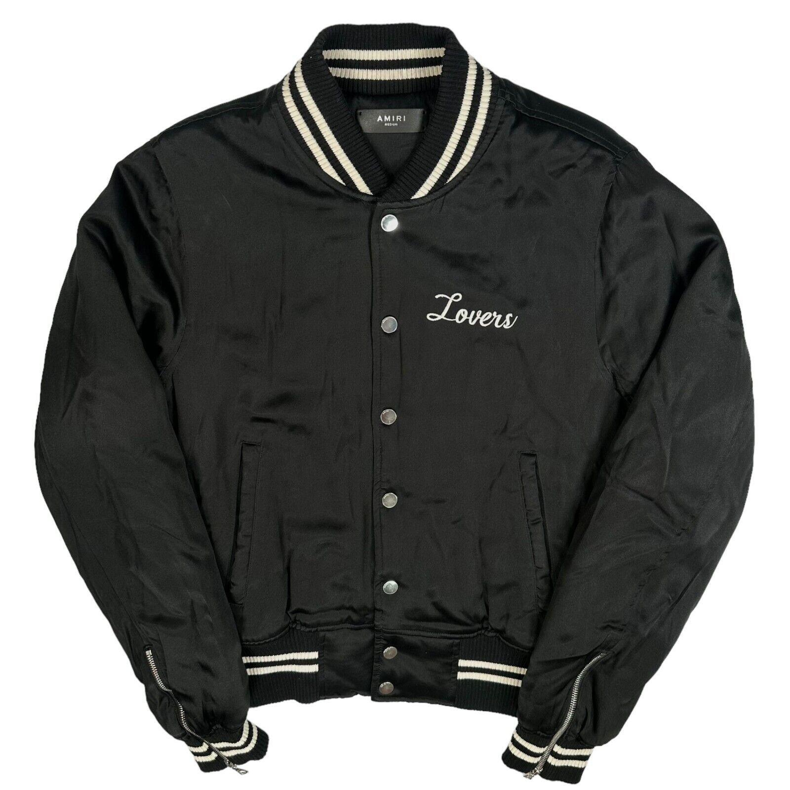 Amiri Amiri Size M Bomber Jacket Black Embroidered Rhinestone Size US M / EU 48-50 / 2 - 1 Thumbnail
