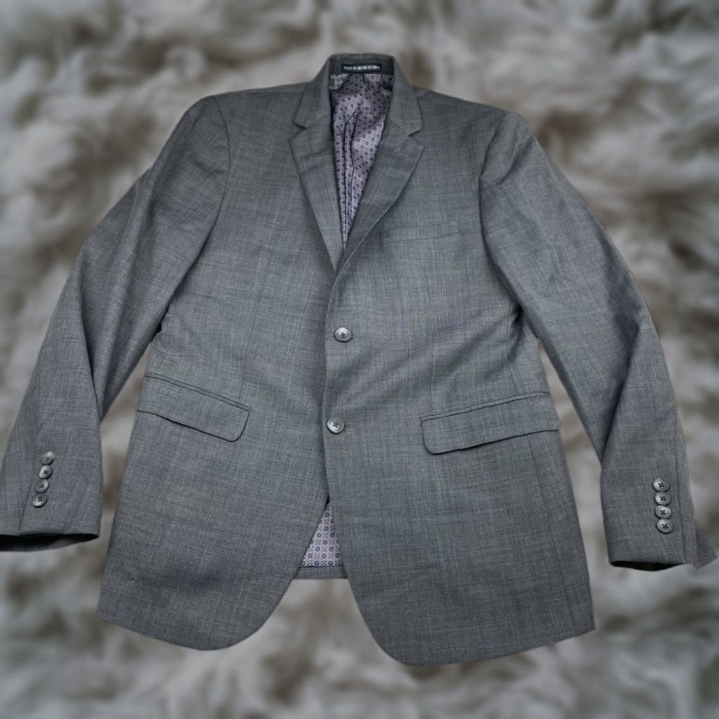 Vintage Penguin Blazer Jacket Gray 2-Button Single-Breasted Wool/Polyester Stretch 40R Mens Jacket Regular Notch Lapel Vintage No Size 40R - 1 Thumbnail