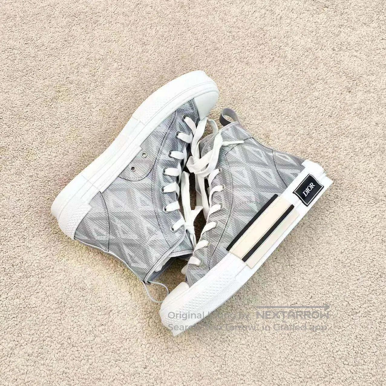 Dior Dior B23 leather brand logo diamond checkered high-top can Size US 7.5 / IT 37.5 - 5 Thumbnail