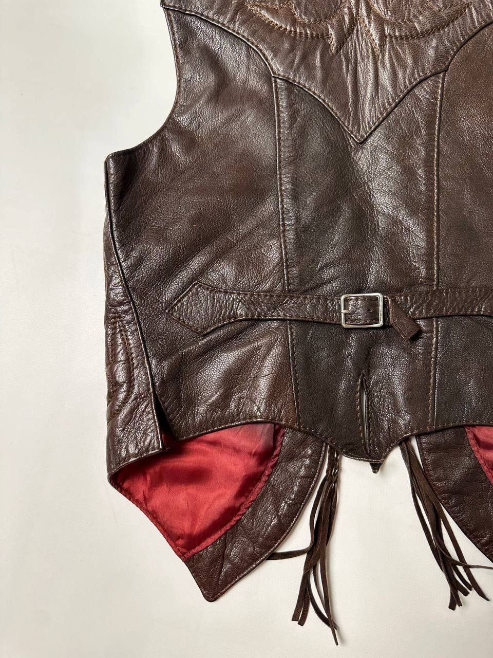 Cowboy Equipment 80s Cowboy Handmade Wester Leather Vest Mexico Vintage Spain Size S / US 4 / IT 40 - 16 Thumbnail