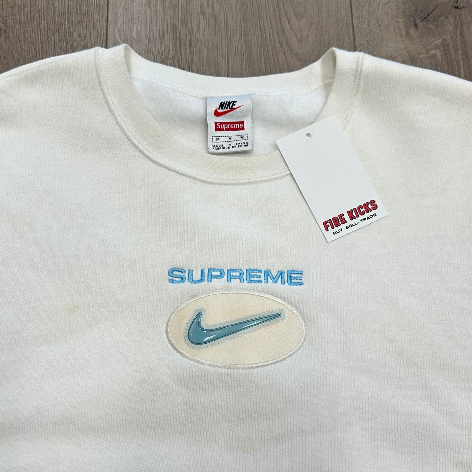 Nike × Supreme FW20 Supreme x Nike Jewel Crewneck Sweater White size Medium Size US M / EU 48-50 / 2 - 3 Thumbnail