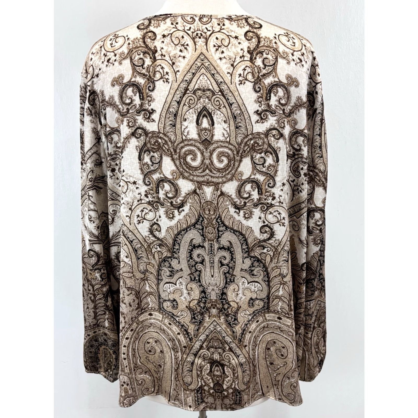 Vintage Chico's Top Blouse Paisley XL Brown Boho Cottagecore Tunic 70s Aztec Bohemian Classic Relaxed Women XL Mens? Size XL / US 12-14 / IT 48-50 - 3 Thumbnail