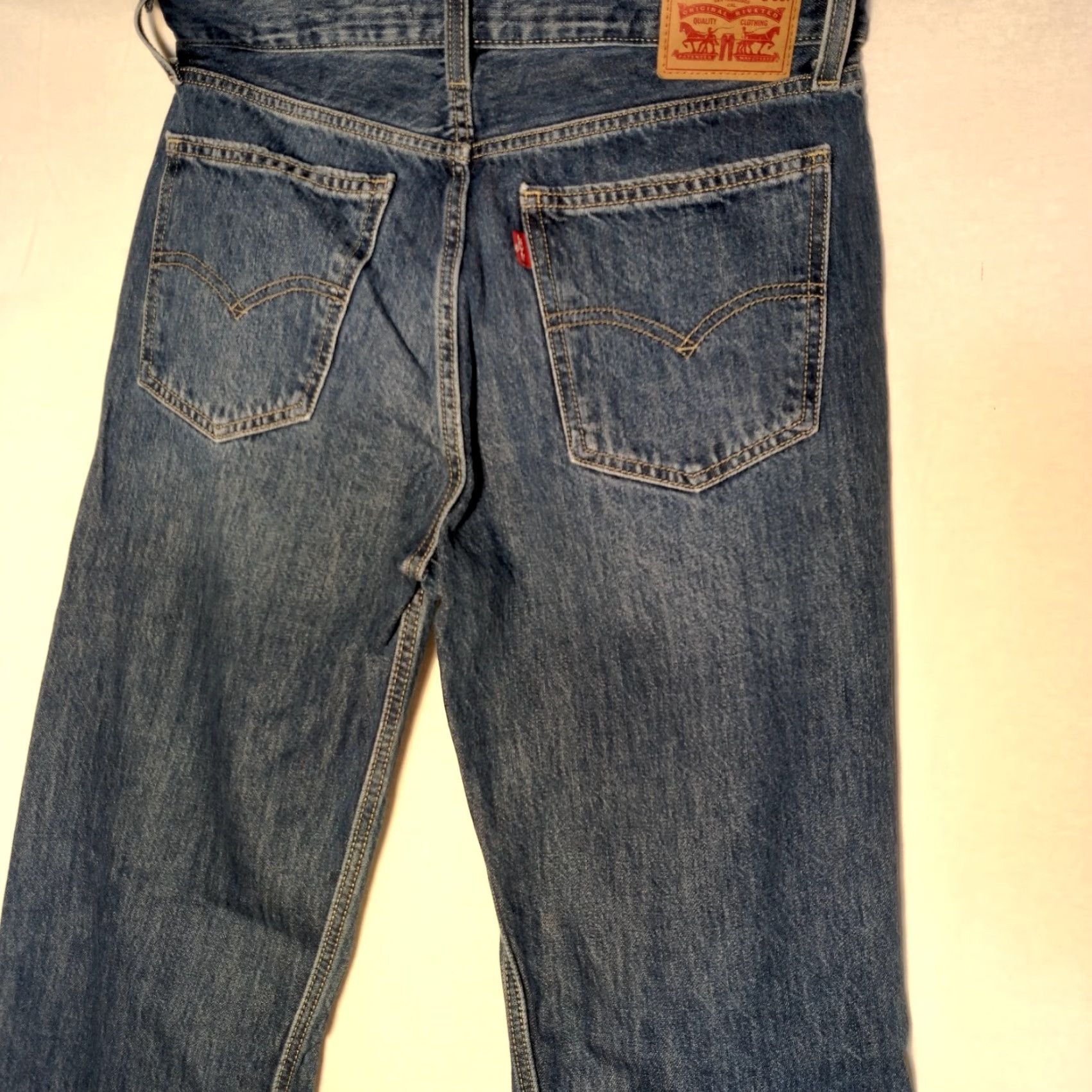 Levi's VINTAGE Levi's Low Pro Straight Jeans Women Size 29 Blue Denim Distressed Holes 5-Pocket Design Size 29" - 6 Thumbnail