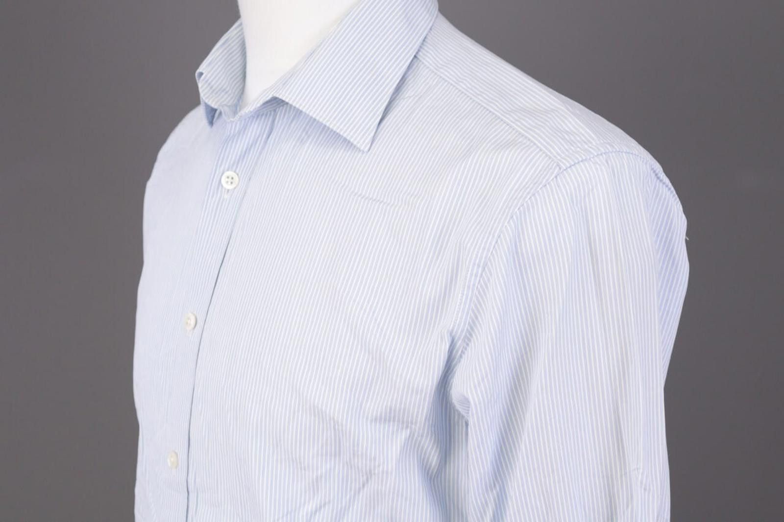 Gieves & Hawkes Gieves & Hawkes Blue Pinstripe Dress Shirt Size 41 / 16 Size US M / EU 48-50 / 2 - 7 Thumbnail