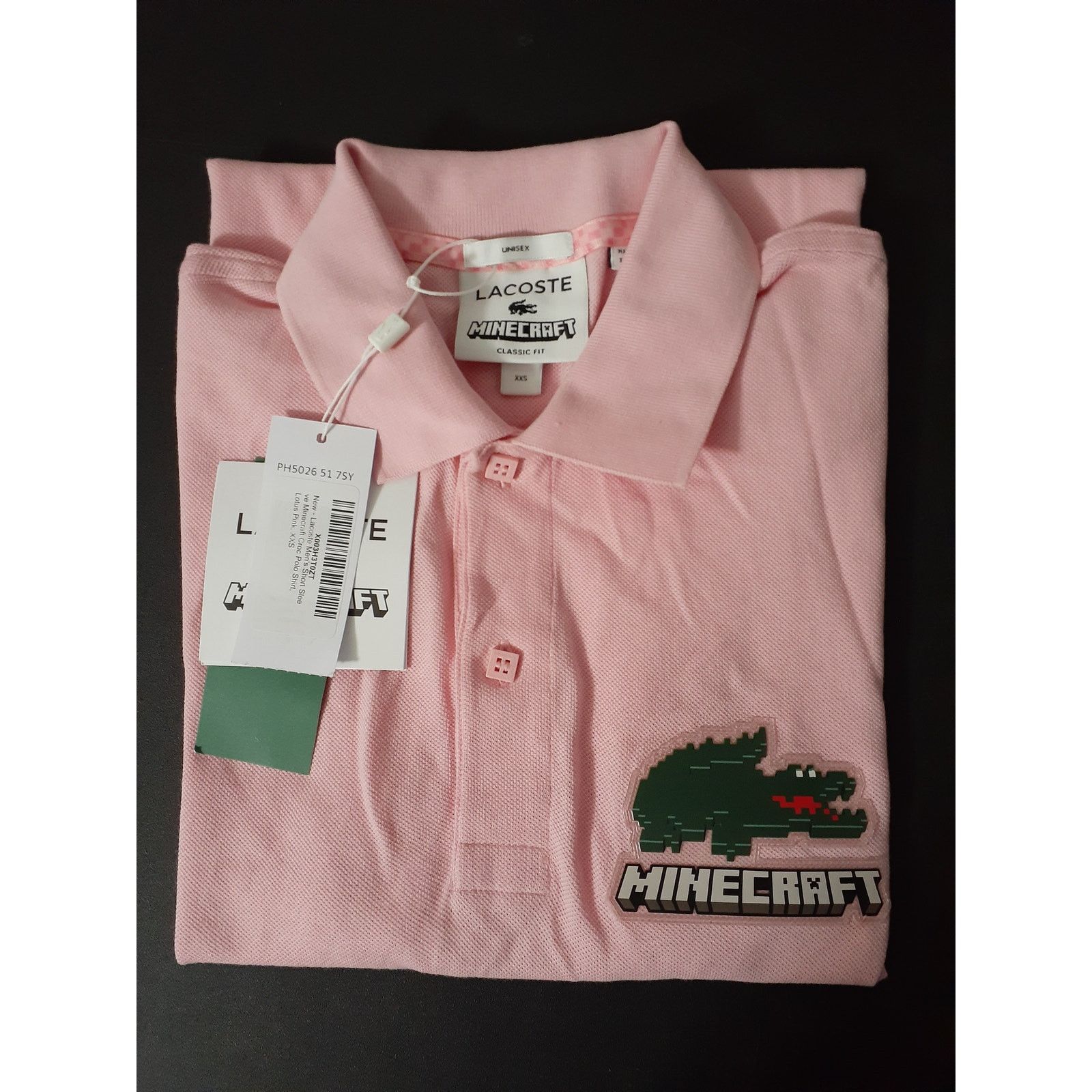 Lacoste Lacoste Mens Short Sleeve Minecraft Croc Polo Shirt Pink 2XS Size US XS / EU 42 / 0 - 2 Thumbnail