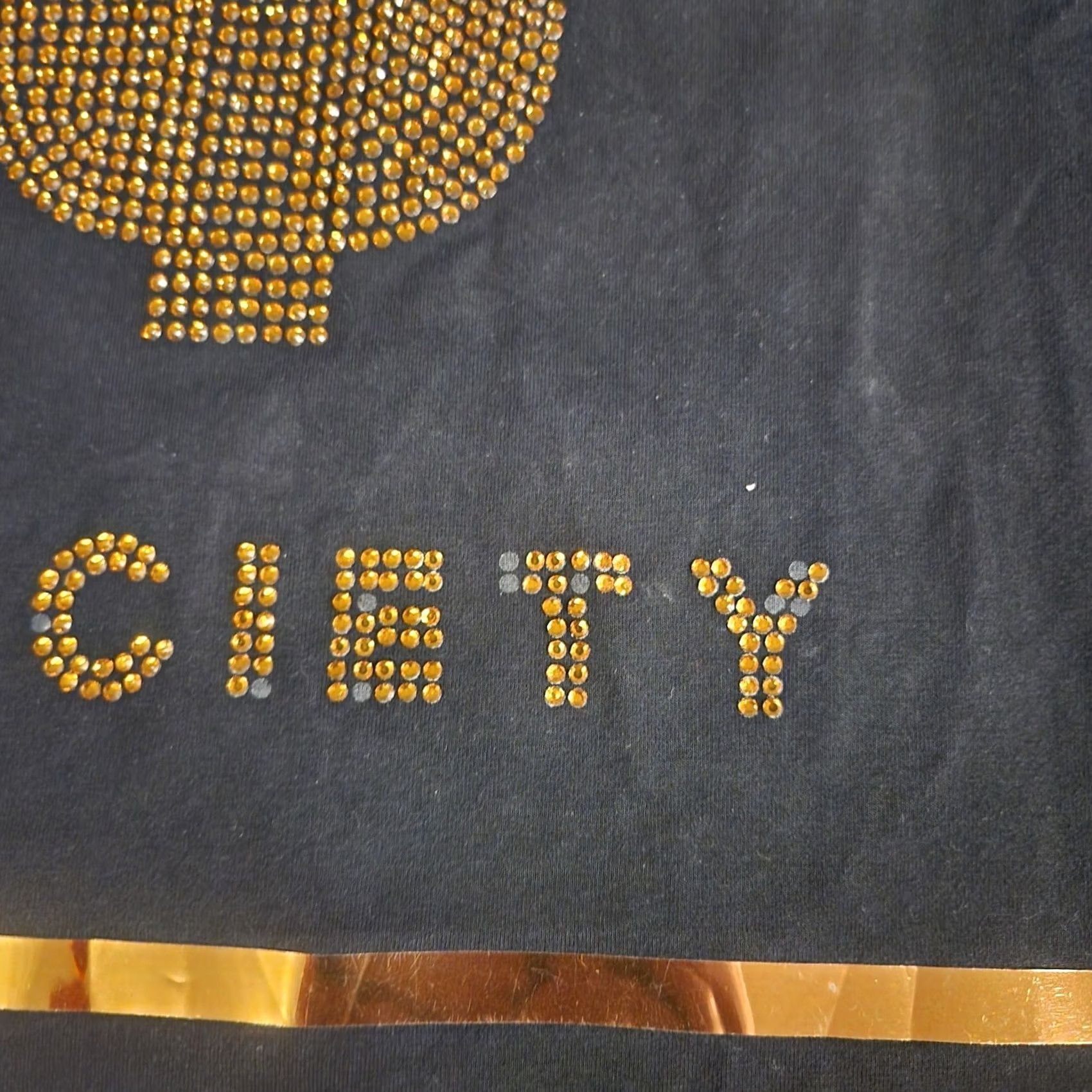 B Sides Makobi T Shirt Tee Mens Large Rhinestones Studs Gold Players Society Zip Sides Black Mens L Studded T-Shirt Size US L / EU 52-54 / 3 - 5 Thumbnail