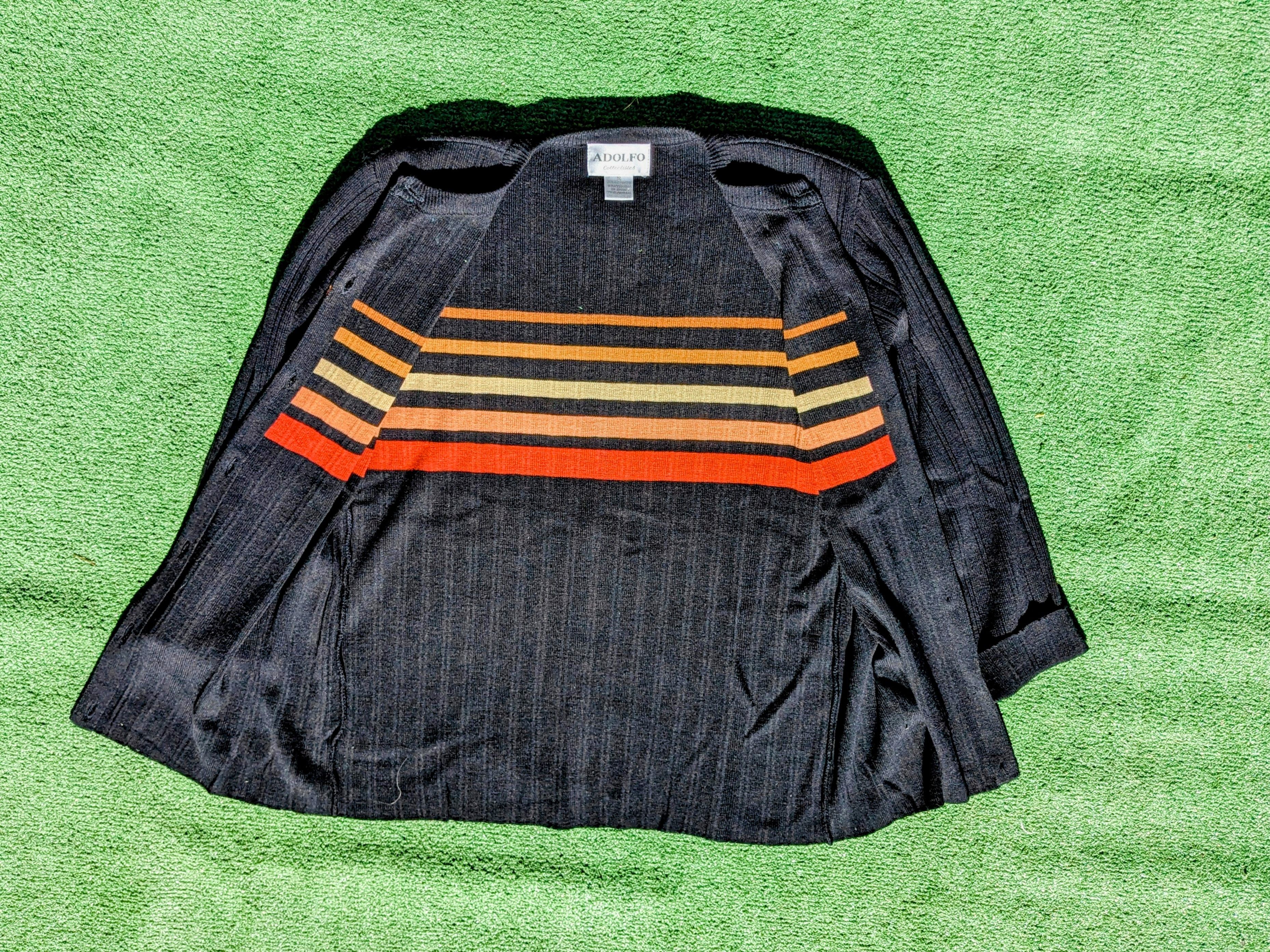 Other VTG Adolfo Striped Lamb's Wool/Acrylic Cardigan Sweater Size S / US 4 / IT 40 - 6 Thumbnail