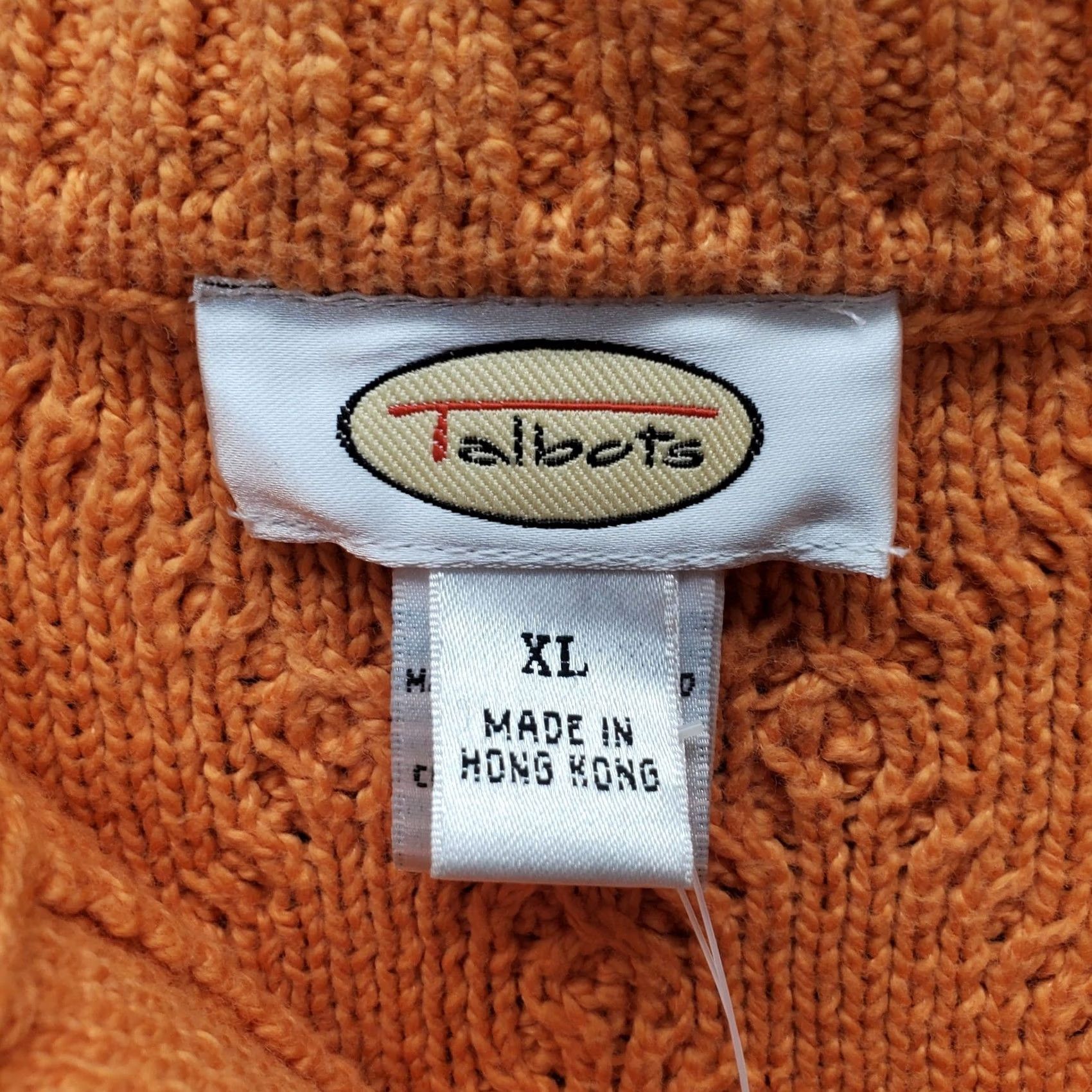 Talbots VINTAGE Talbots Sweater Womens XL Orange Cable-Knit V-Neck Pullover NOS Size XL / US 12-14 / IT 48-50 - 5 Thumbnail