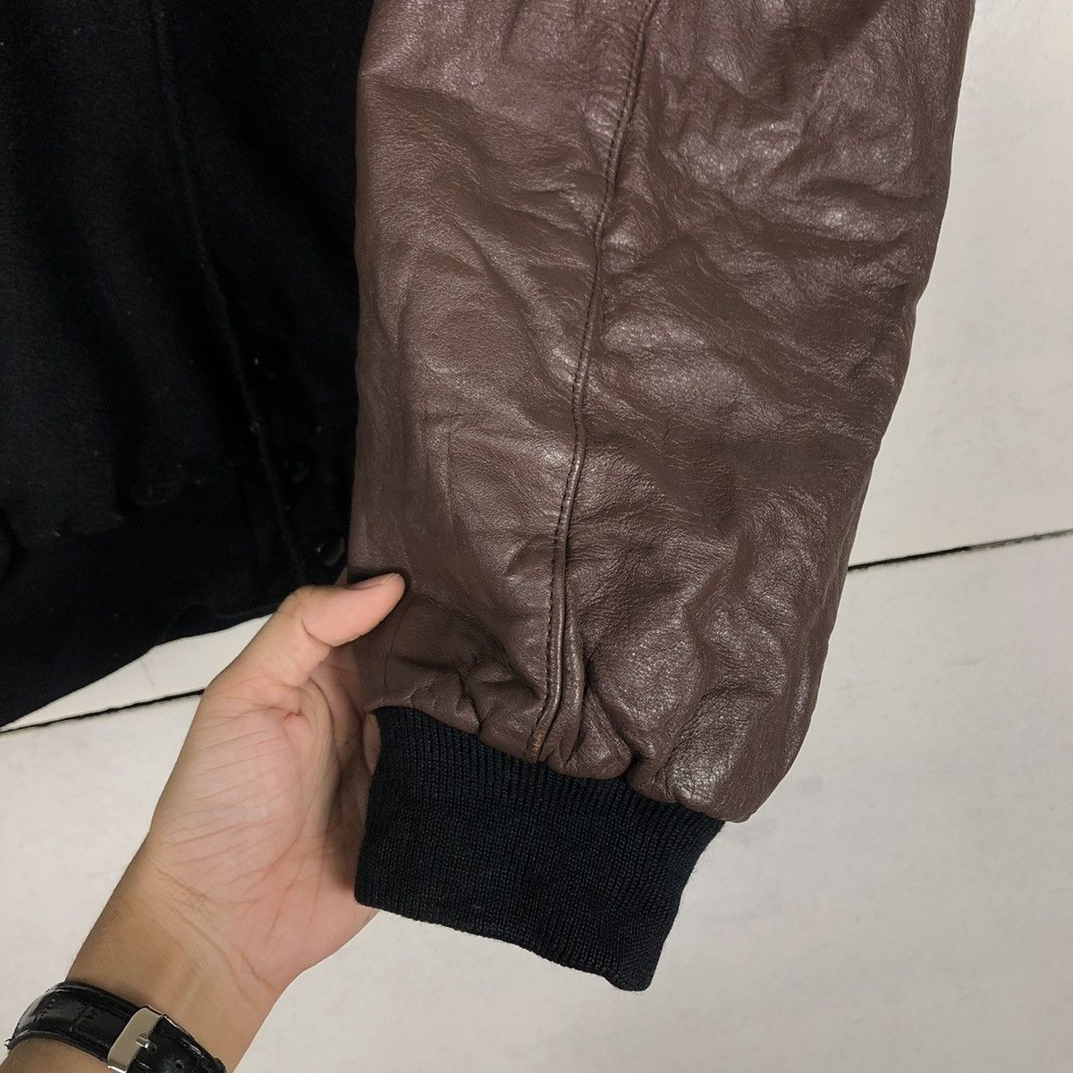 Vintage 📌VINTAGE VARSITY LEATHER JACKET SPORTING GOOD ISSEY MIYAKE Size US XL / EU 56 / 4 - 16 Thumbnail
