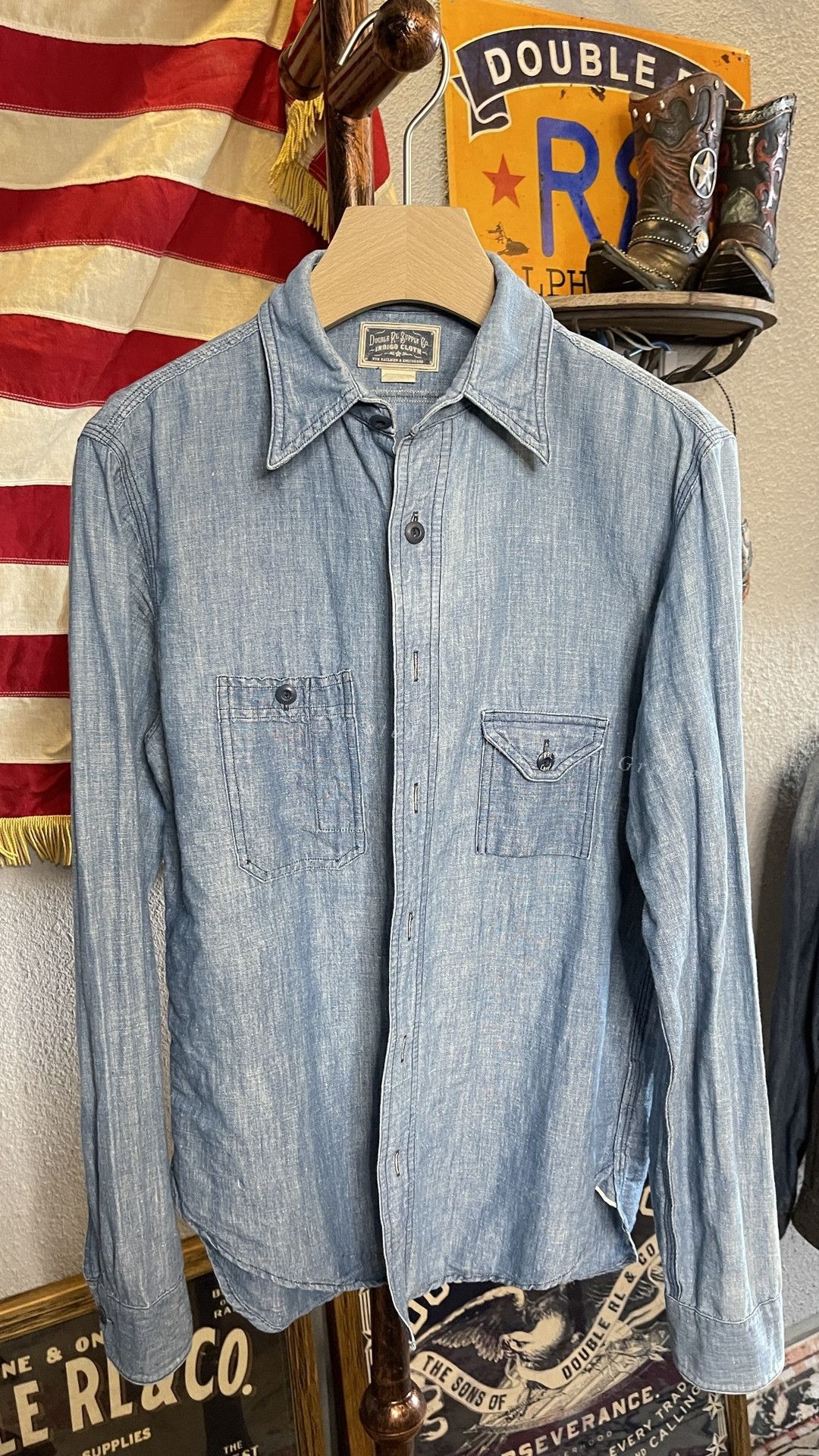 RRL Ralph Lauren RRL Vintage Denim Shirt Size US S / EU 44-46 / 1 - 1 Thumbnail