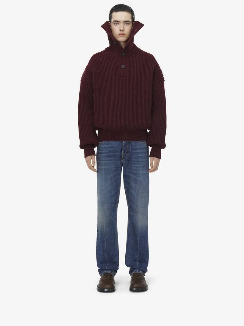 Alexander McQueen o1srvl11e0226 Funnel Neck Jumper In Bordeaux Size US XL / EU 56 / 4 - 5 Thumbnail